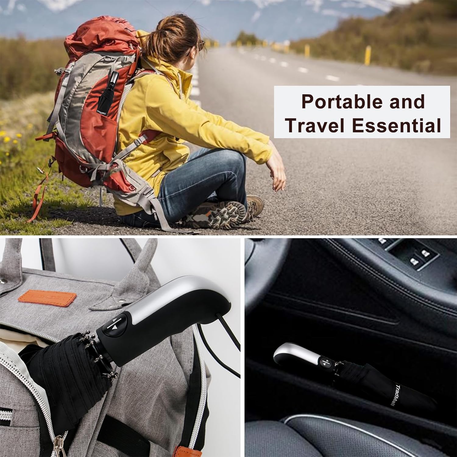 TradMall Windproof Travel Umbrella with 46 Inches Canopy
