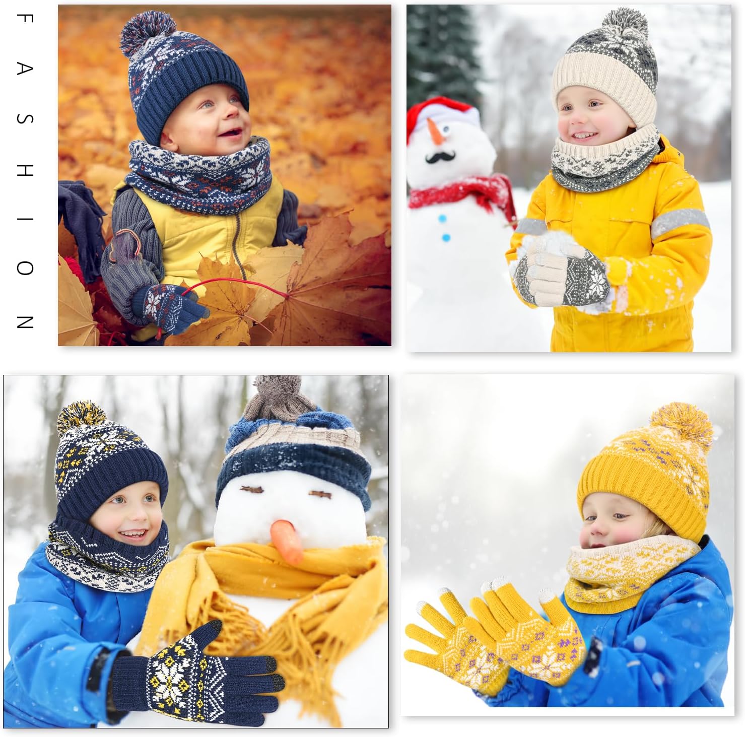 DANMY Kids Winter Knit Beanie Scarf Gloves Set