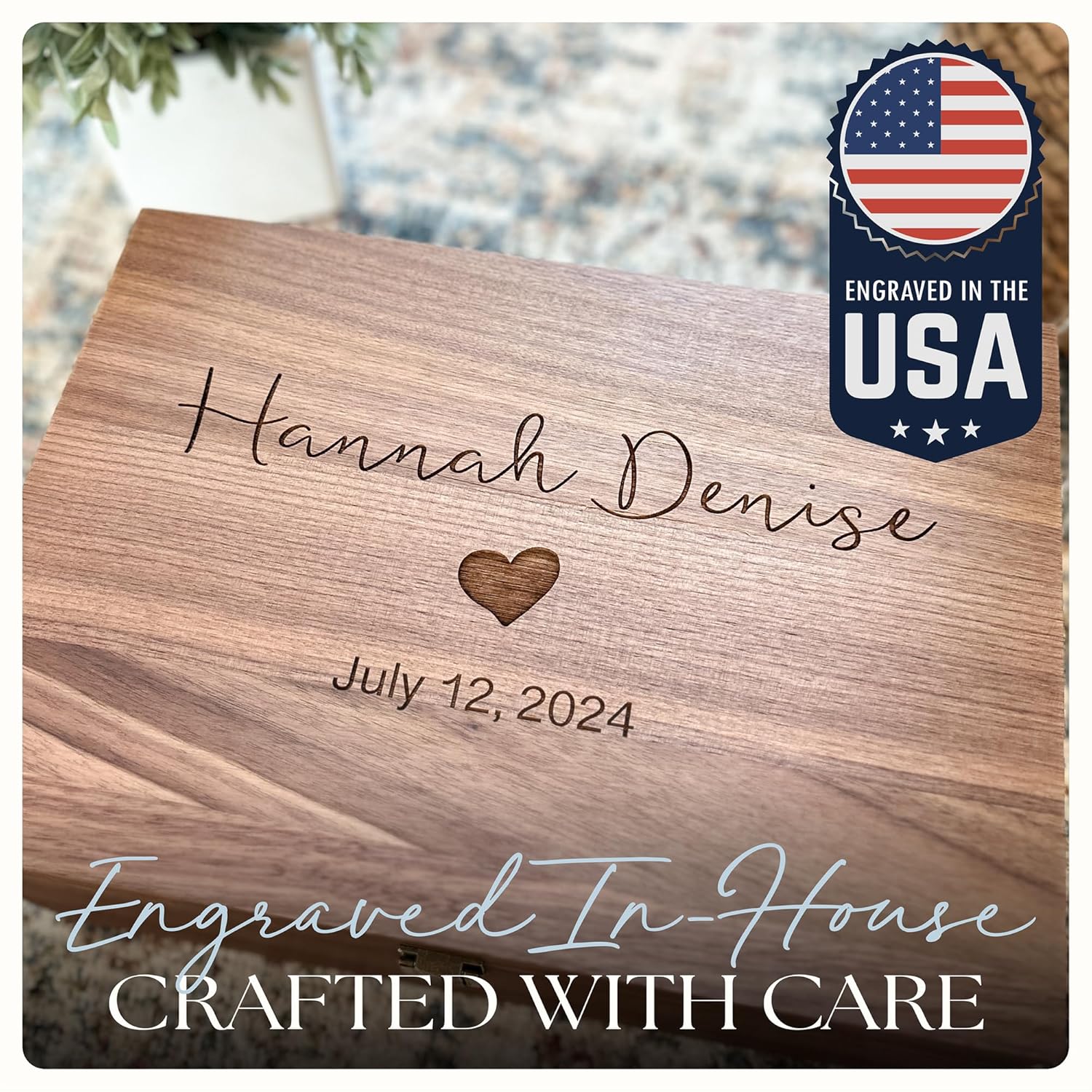 Personalized Baby Keepsake Box in Walnut Wood