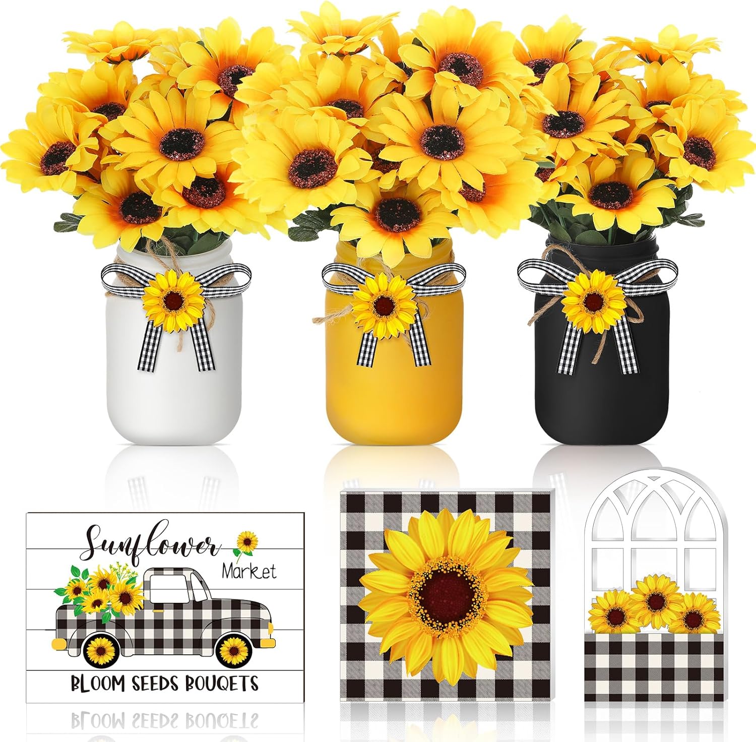 12 Sets Sunflower Decor for Farmhouse Table Centerpieces