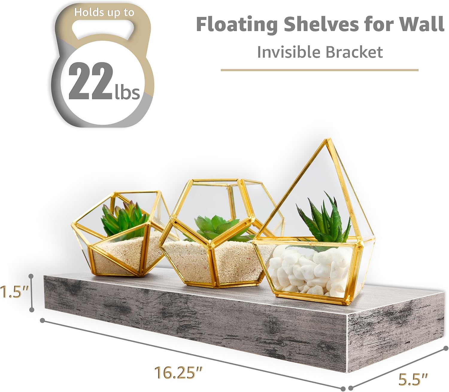 Sorbus Floating Shelves 4 Pack 16 Grey Wall Mount Storage