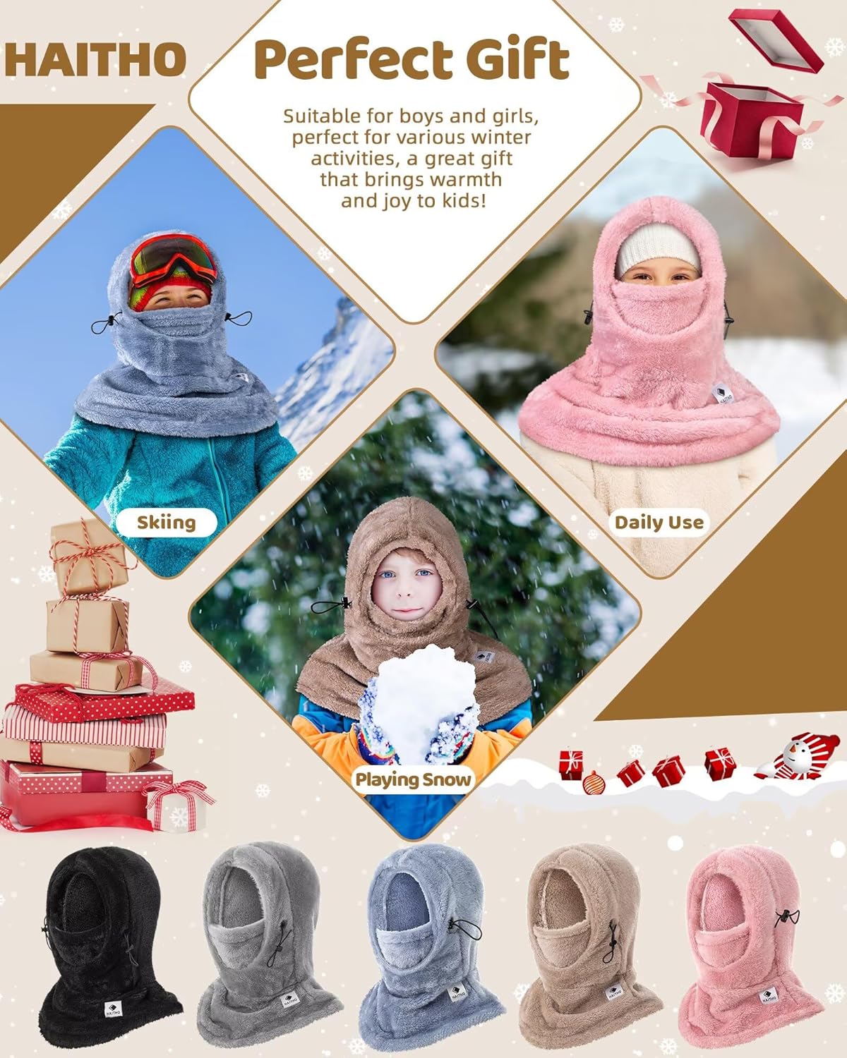 Kids Ski Mask Balaclava with Windproof Hood