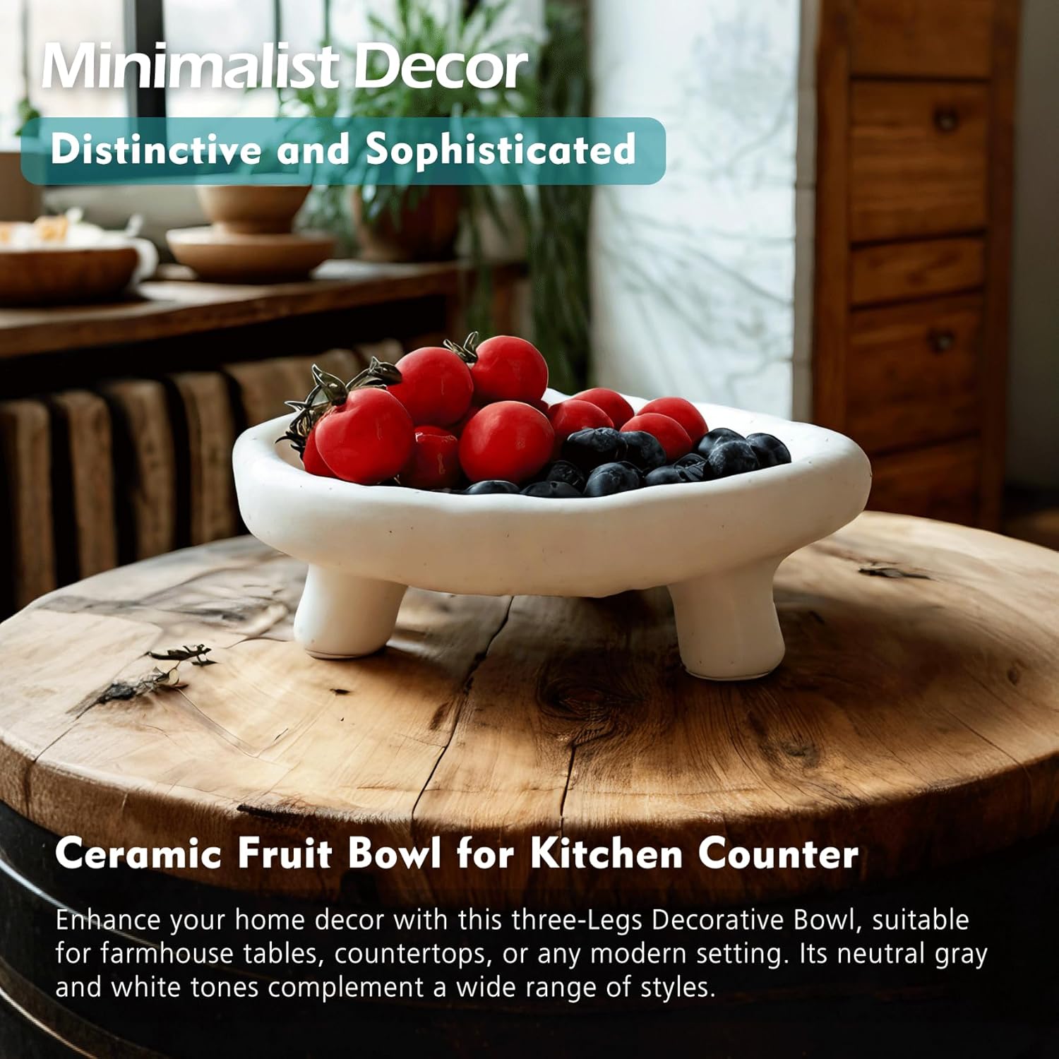 Accessoryway Three-Legs Ceramic Bowl 8 White Footed