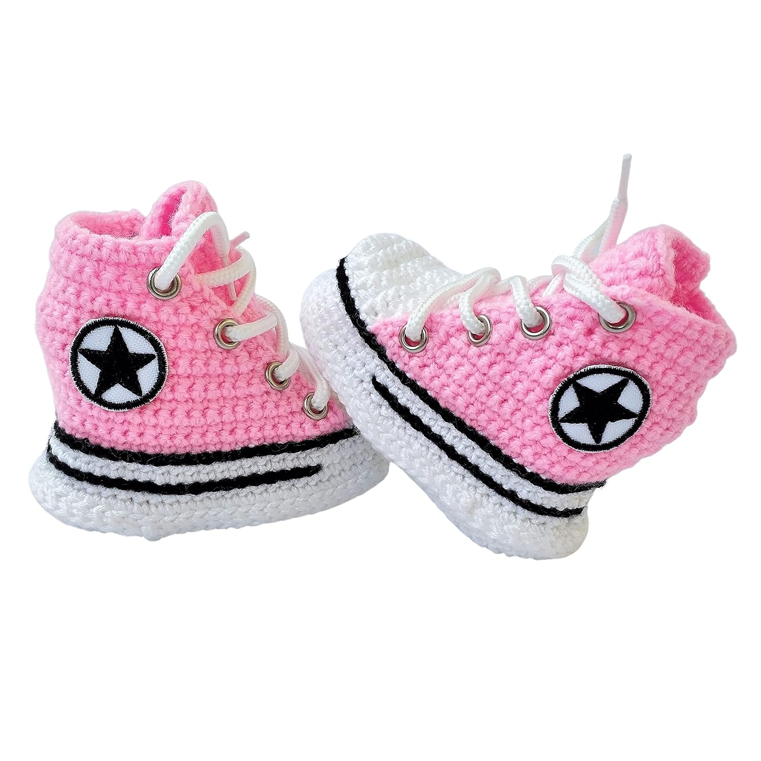 Handmade Merino Wool Pink Baby Booties Sneakers