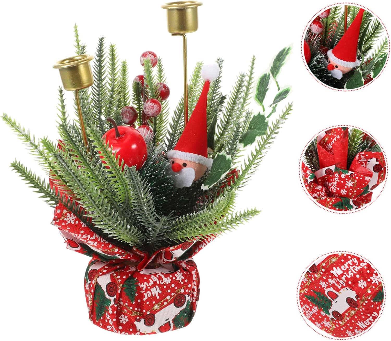 BUGUUYO Christmas Candle Holder with Realistic Fruit Bouquet