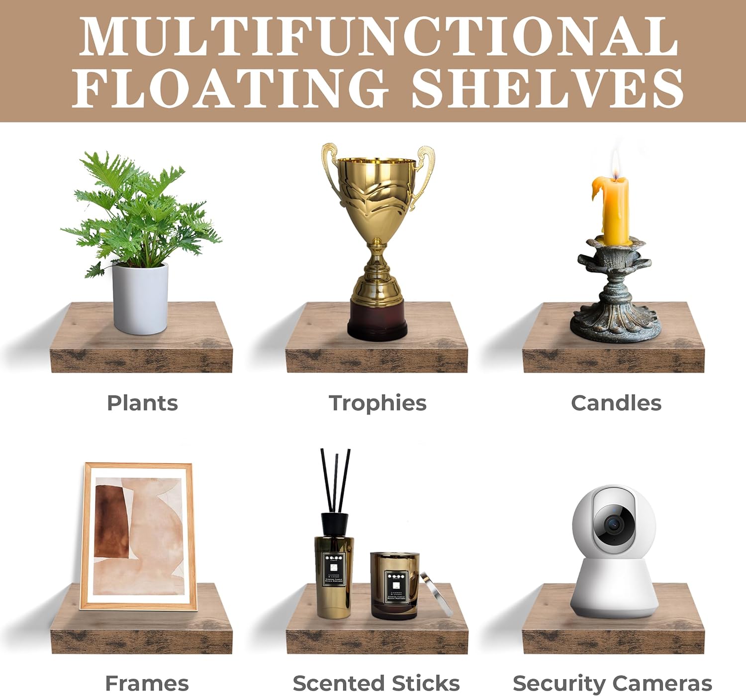 Sorbus 4 Square Floating Shelves for Wall Decor