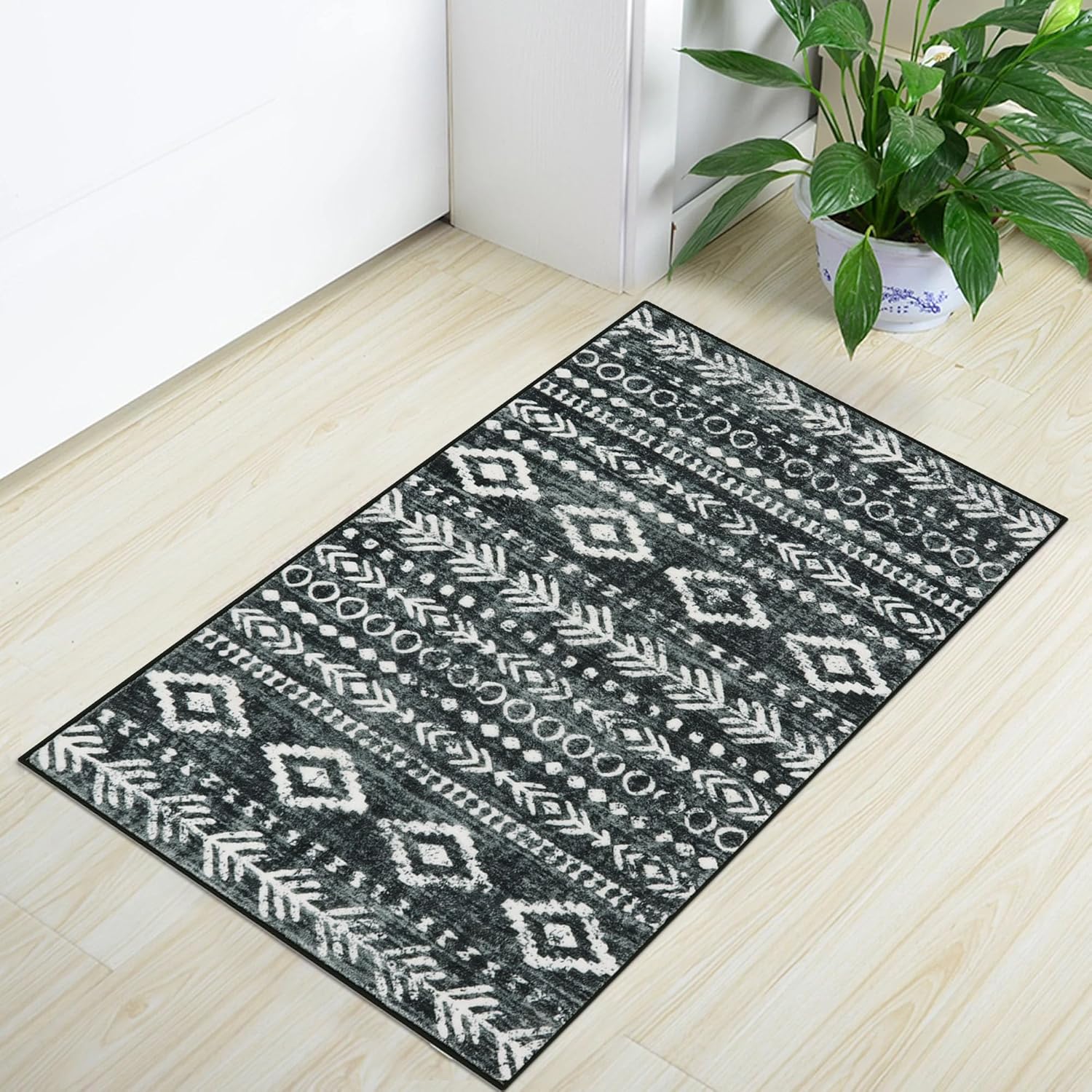 Lahome Boho Entryway Rug Non Slip Washable