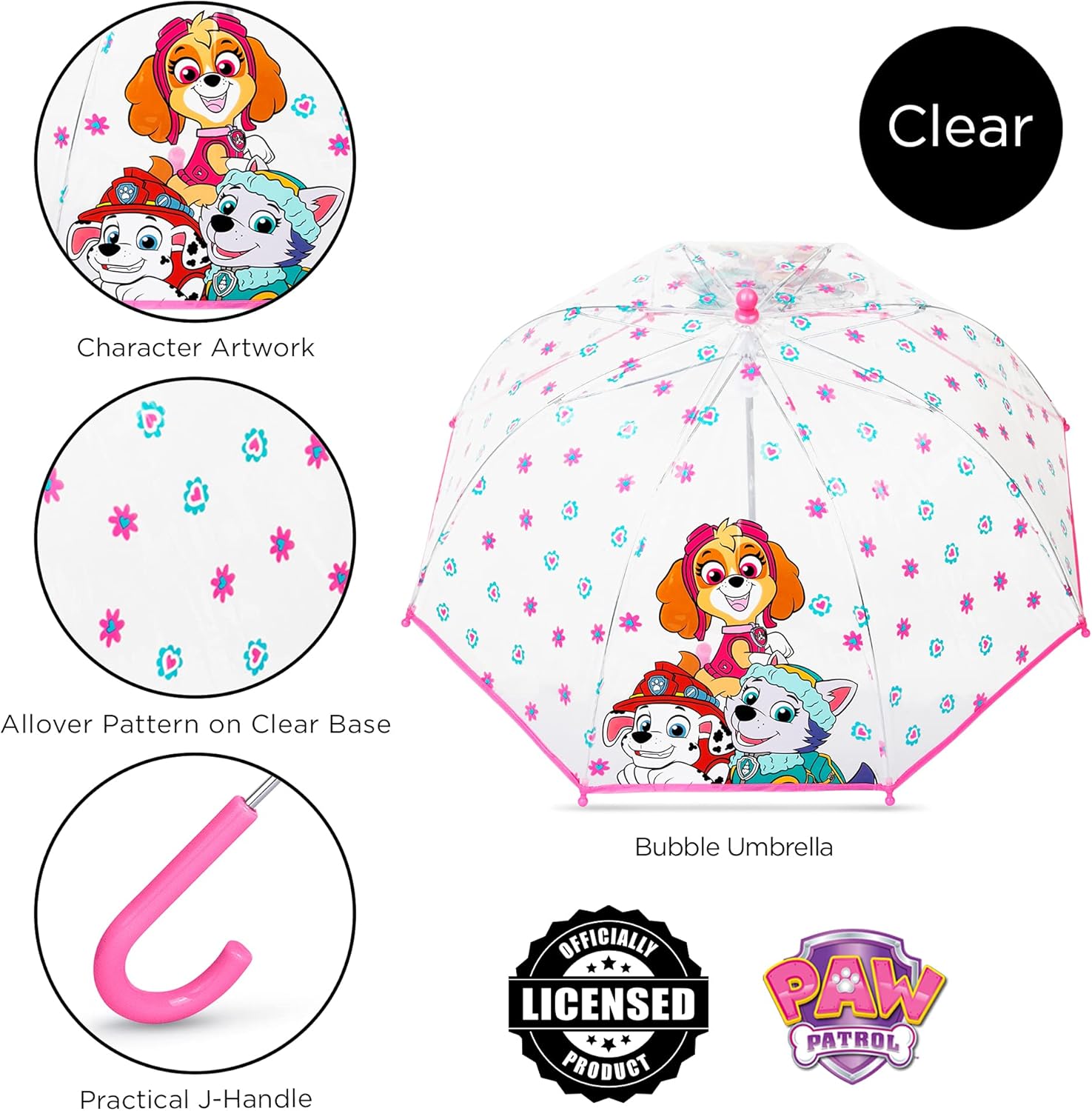 Kids Clear Umbrella with Minnie Mouse and Frozen Designs