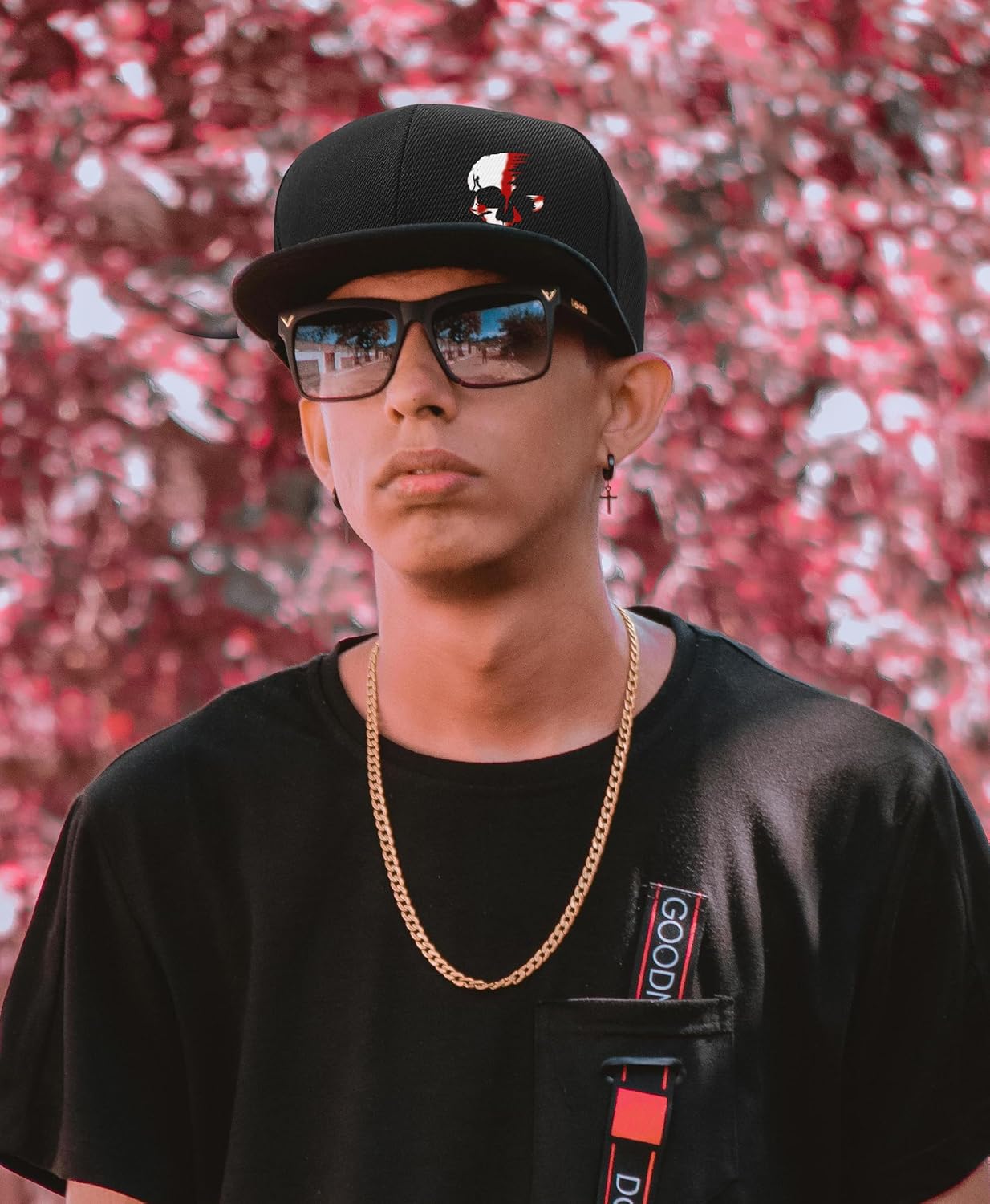 Tijeyi Black Snapback Hat with Cross Design