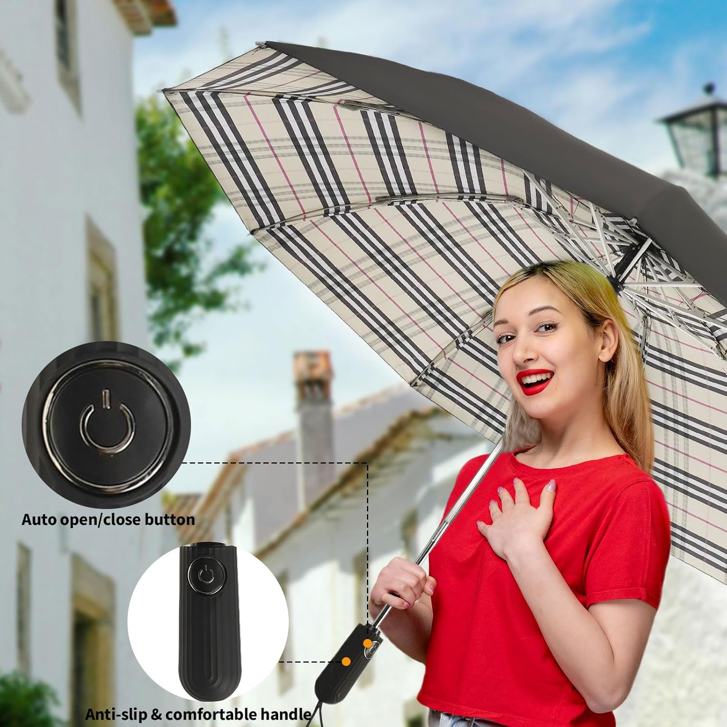 Compact Travel Umbrella with Inverted Design