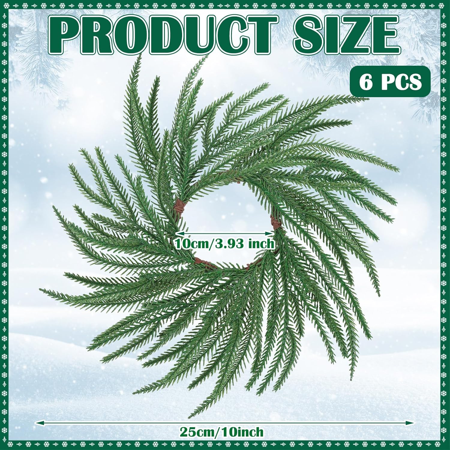 Christmas Candle Wreath 10 Inch Artificial Norfolk Pine 6pcs