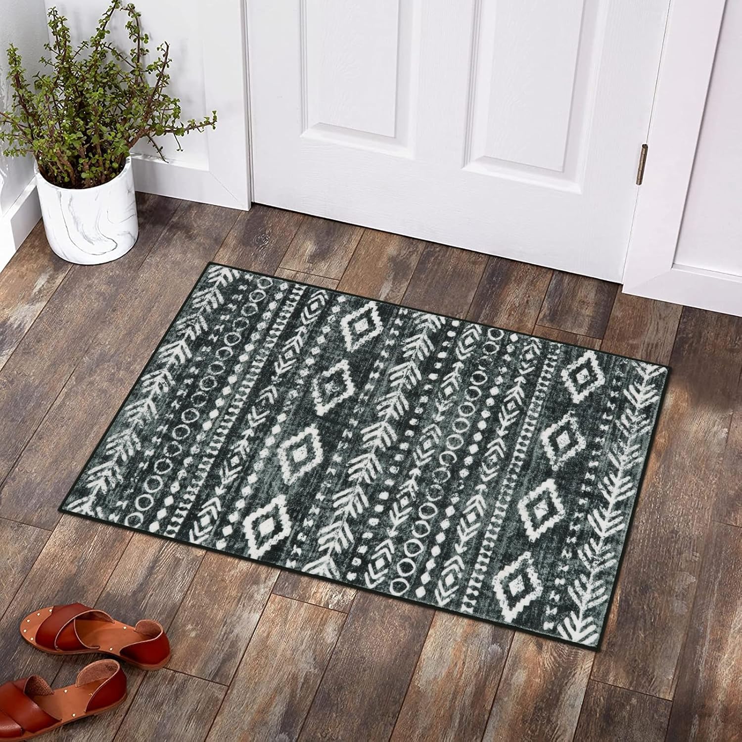 Lahome Boho Entryway Rug Non Slip Washable