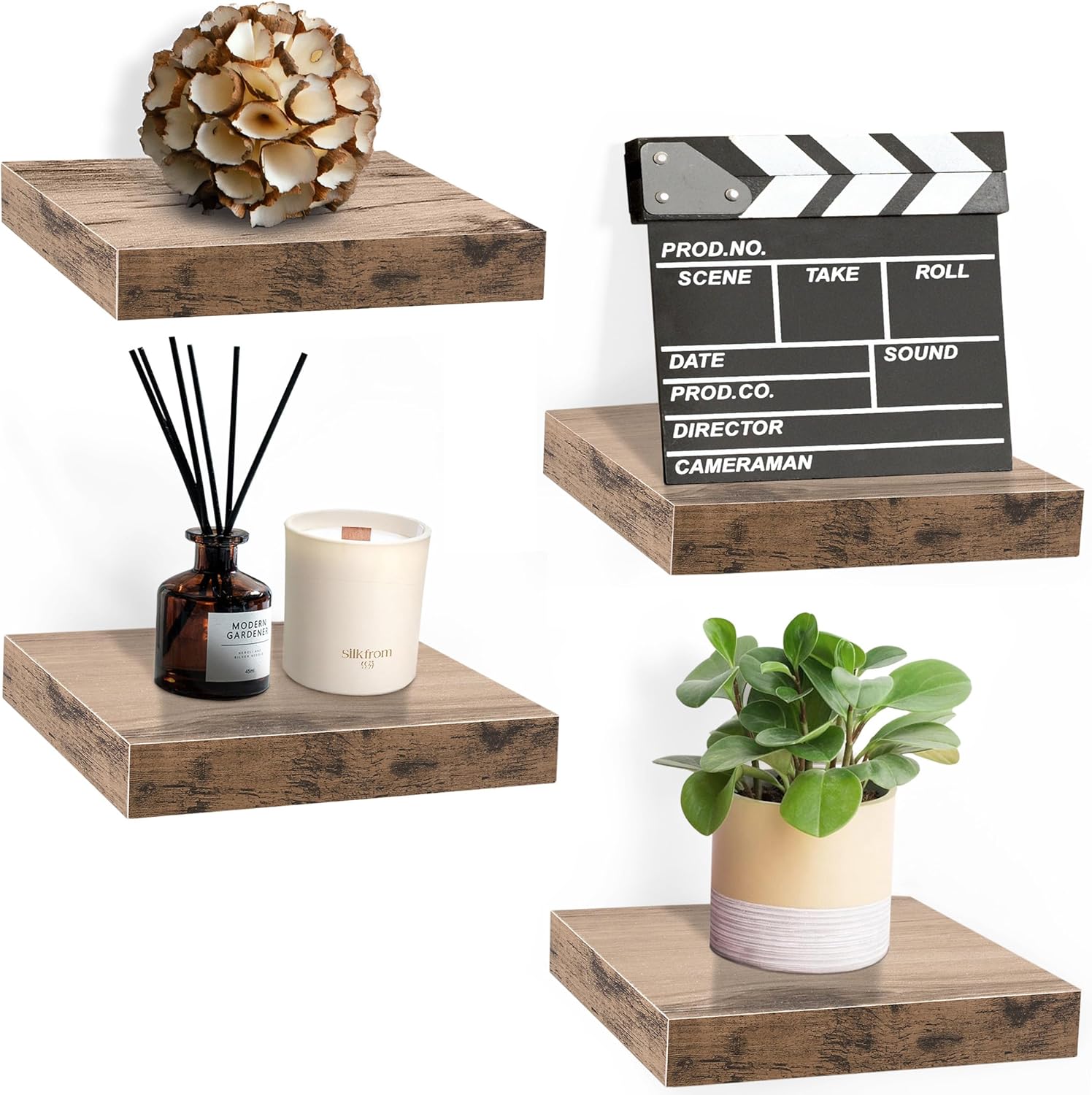 Sorbus 4 Square Floating Shelves for Wall Decor