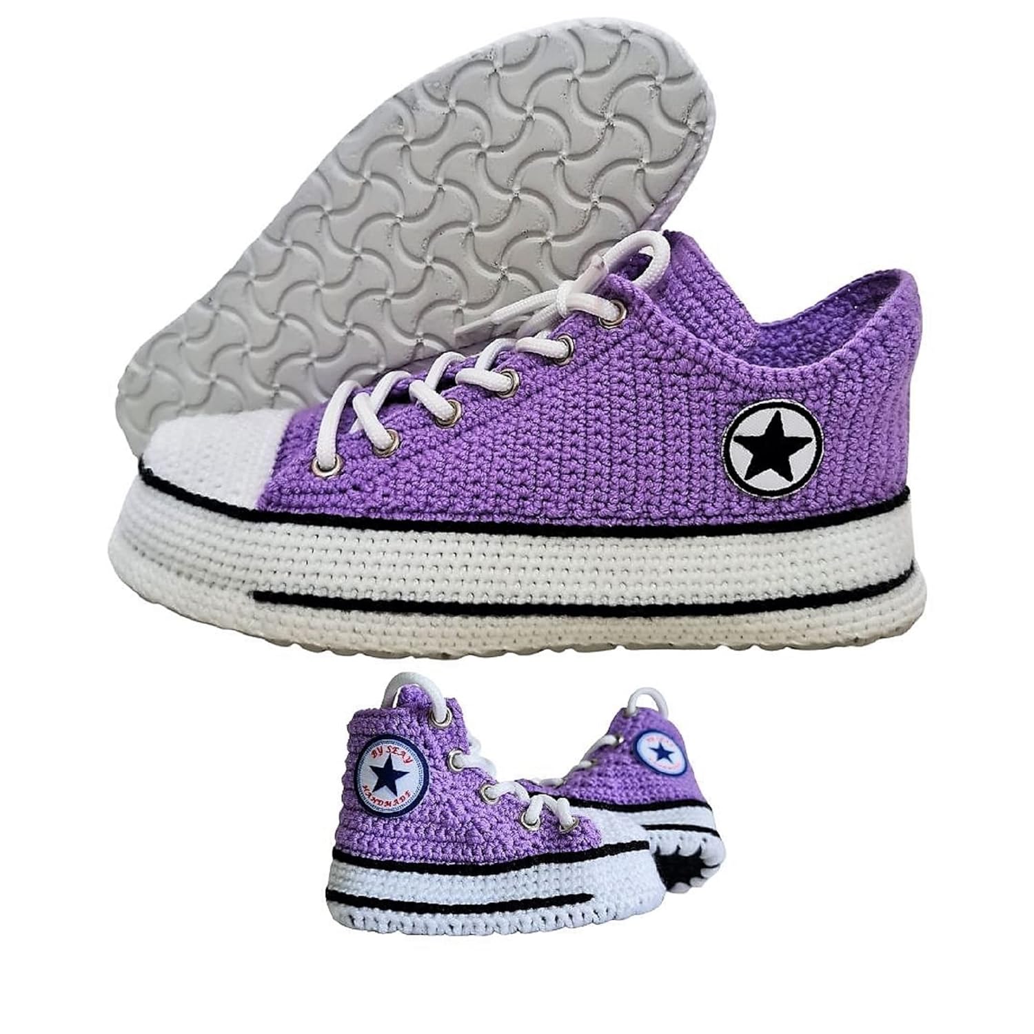 Purple Matching Family Slippers Organic Cotton Boots Sneakers Socks