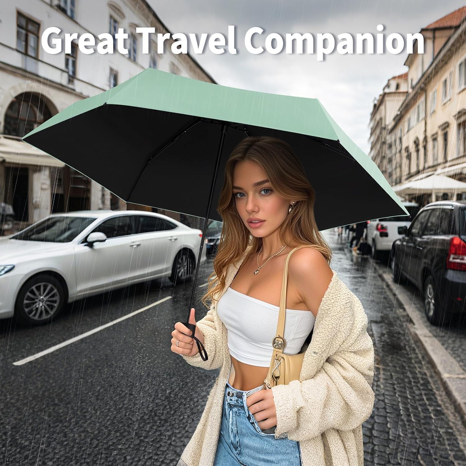 Yoobure Compact Travel Umbrella with Waterproof Case