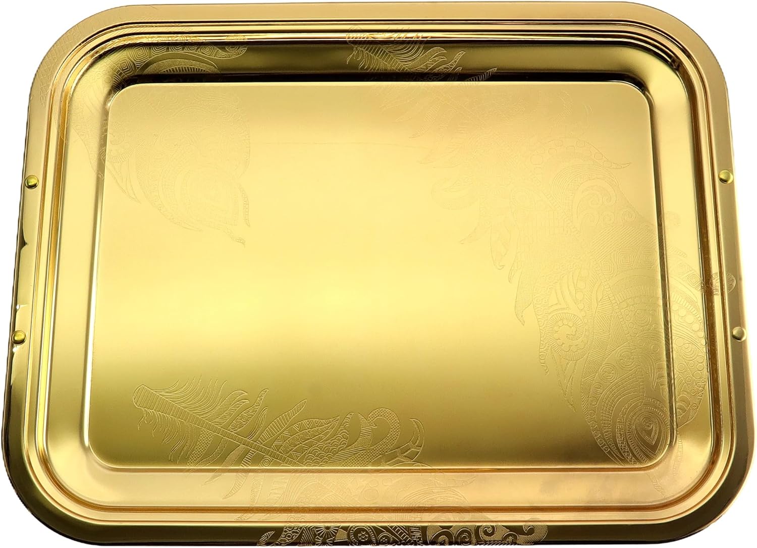 Pack of 2 17 x 131 Iron Gold Plated Serving Trays