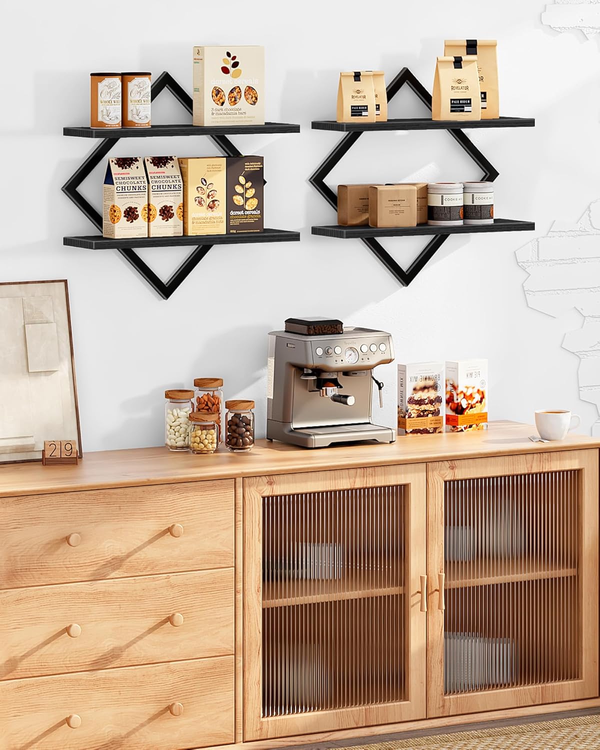 CHOEZON 2-Piece Floating Shelves Set Black Industrial Style