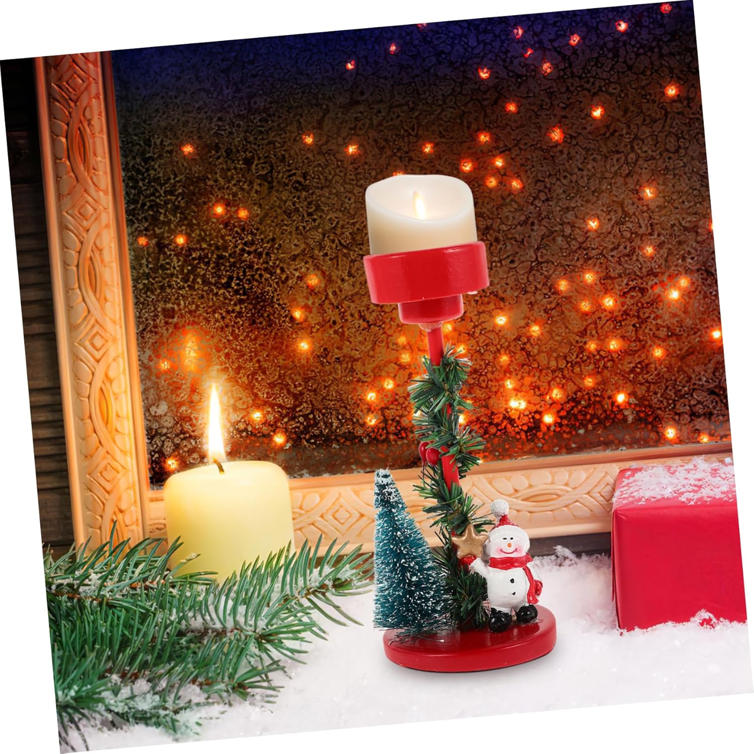 Whimsical Snowman Candle Holder for Christmas and Wedding Decor