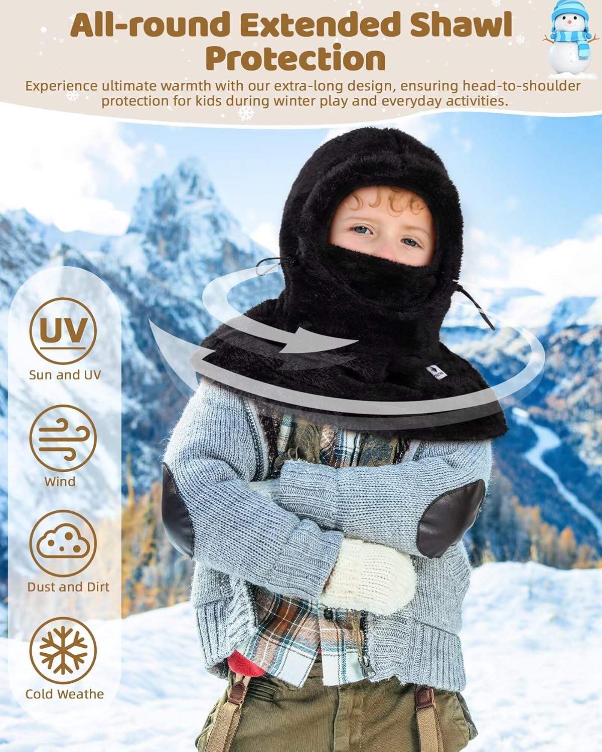 Kids Ski Mask Balaclava with Windproof Hood