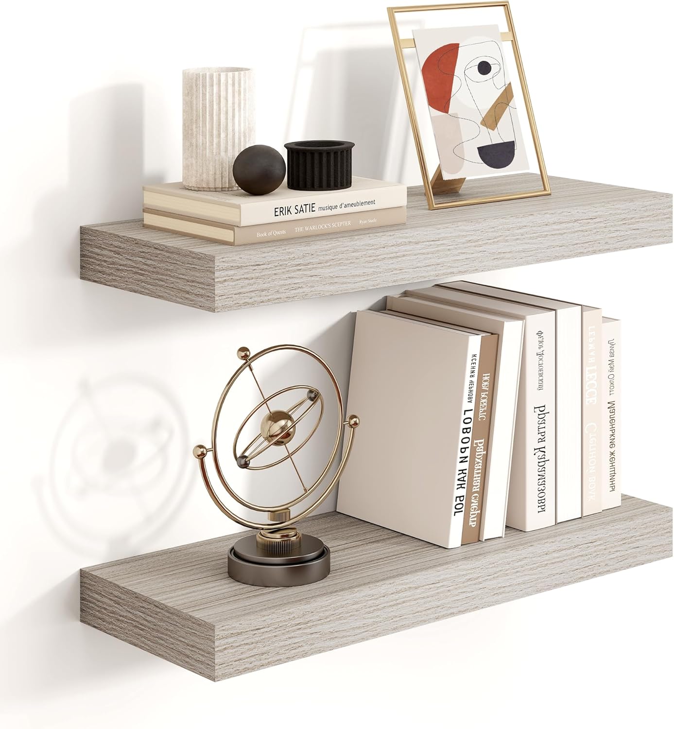 Heimlove Floating Shelves 16 Inch Set of 2 Grey