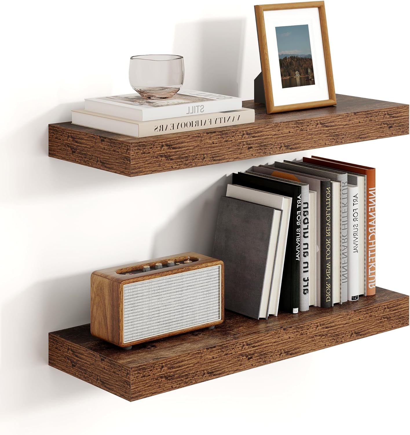 Heimlove Floating Shelves 16 Inch Set of 2 Brown 1