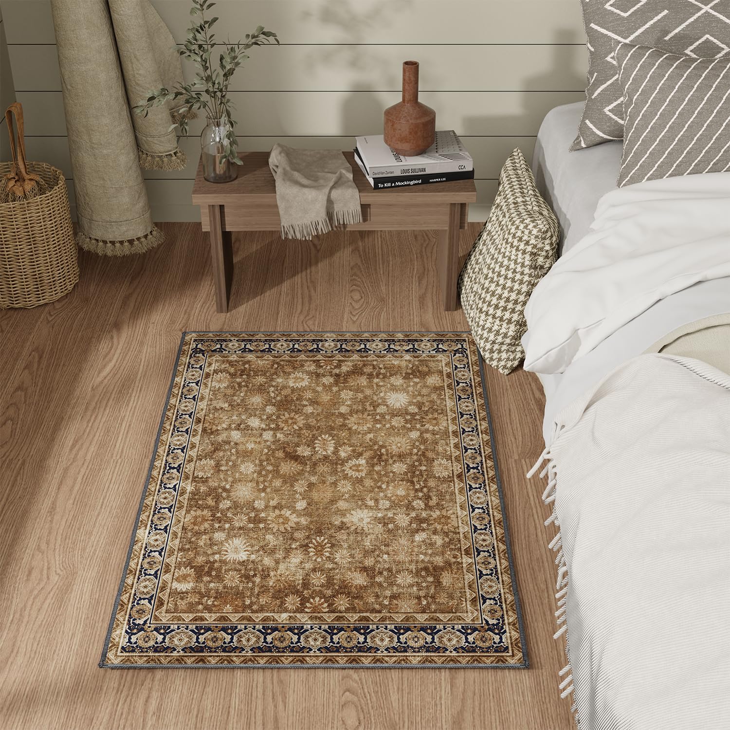 Hargiis Area Rug Bohemian Runner with Non-Slip TPE Backing
