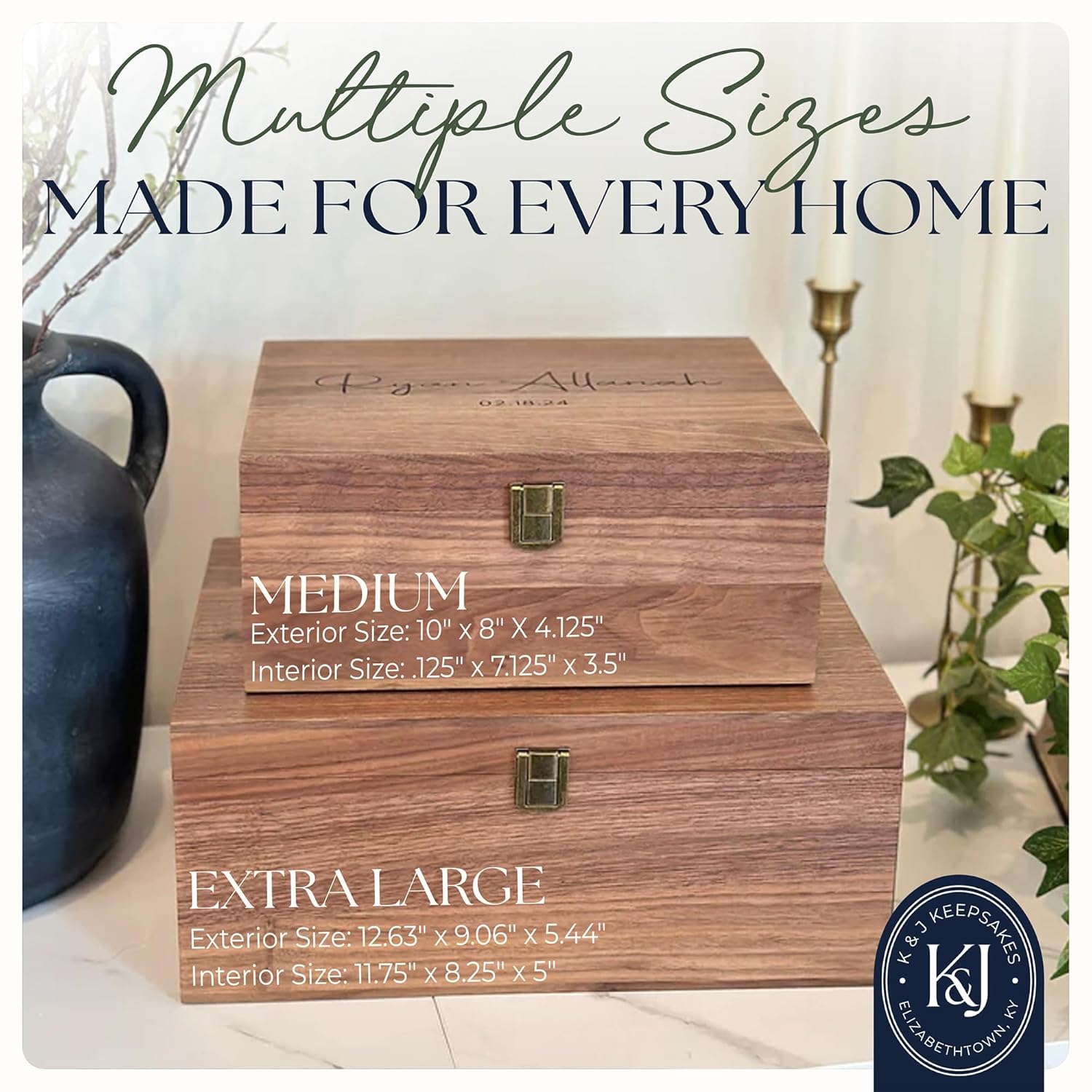 Personalized Baby Keepsake Box in Walnut Wood