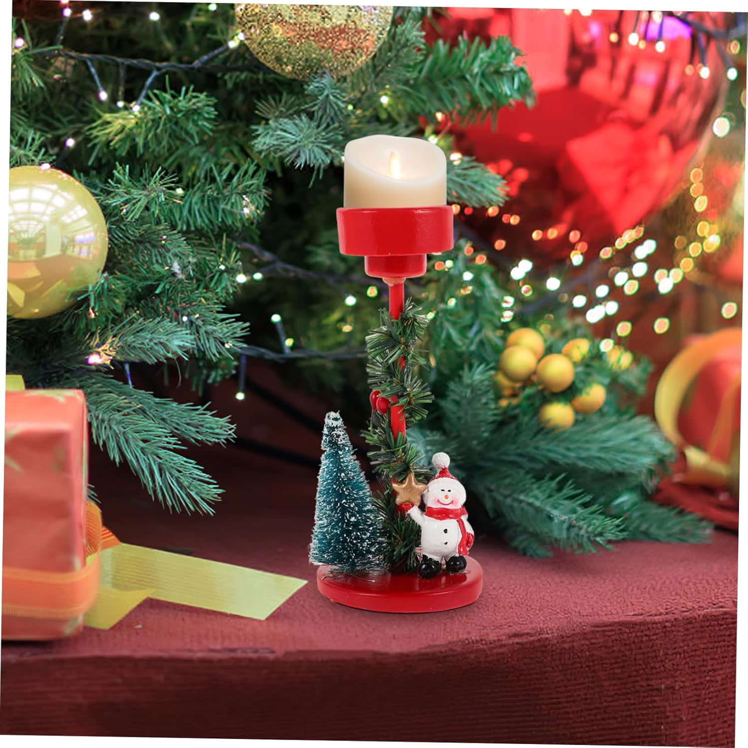 VINTORKY Cute Retro Snowman Candle Holder