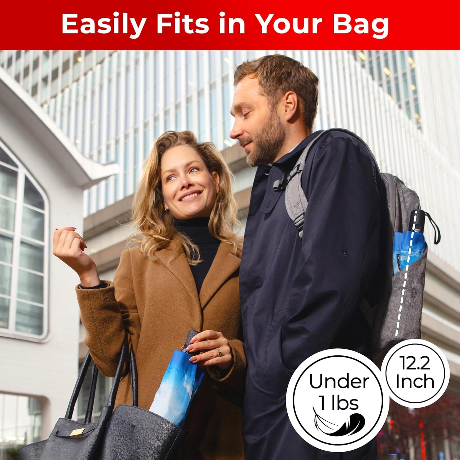 TUMELLA Flip-proof Inverted Travel Umbrella 46