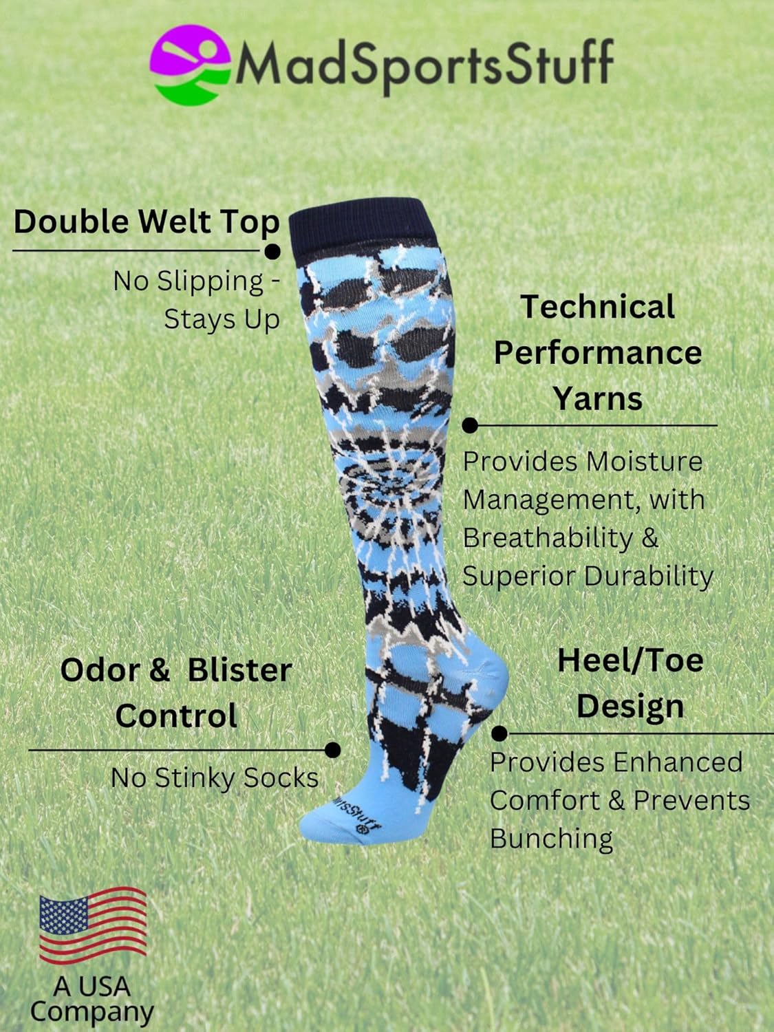 MadSportsStuff Tie Dye Socks for Sports