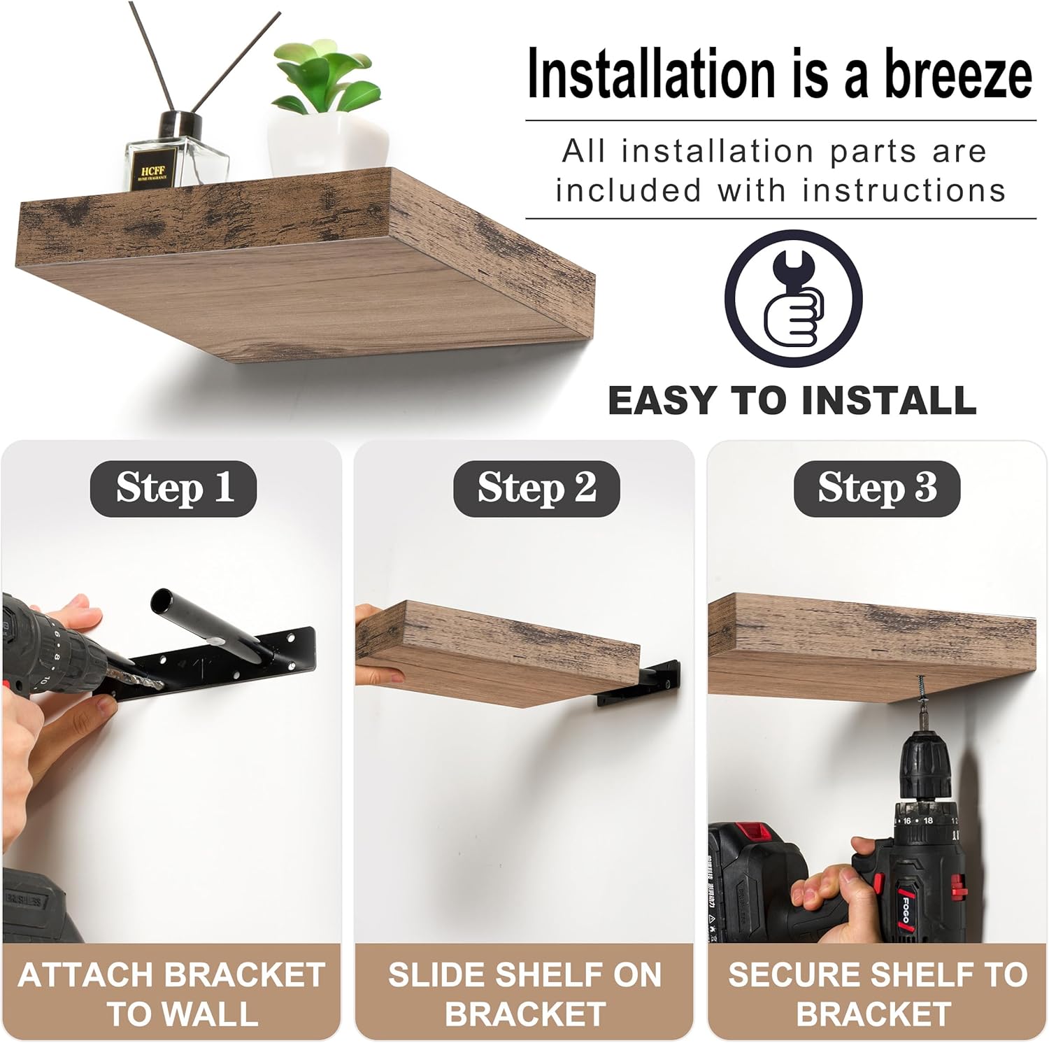 Sorbus 4 Square Floating Shelves for Wall Decor