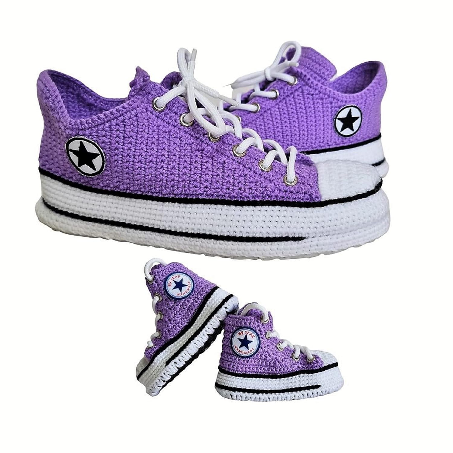 Purple Matching Family Slippers Organic Cotton Boots Sneakers Socks