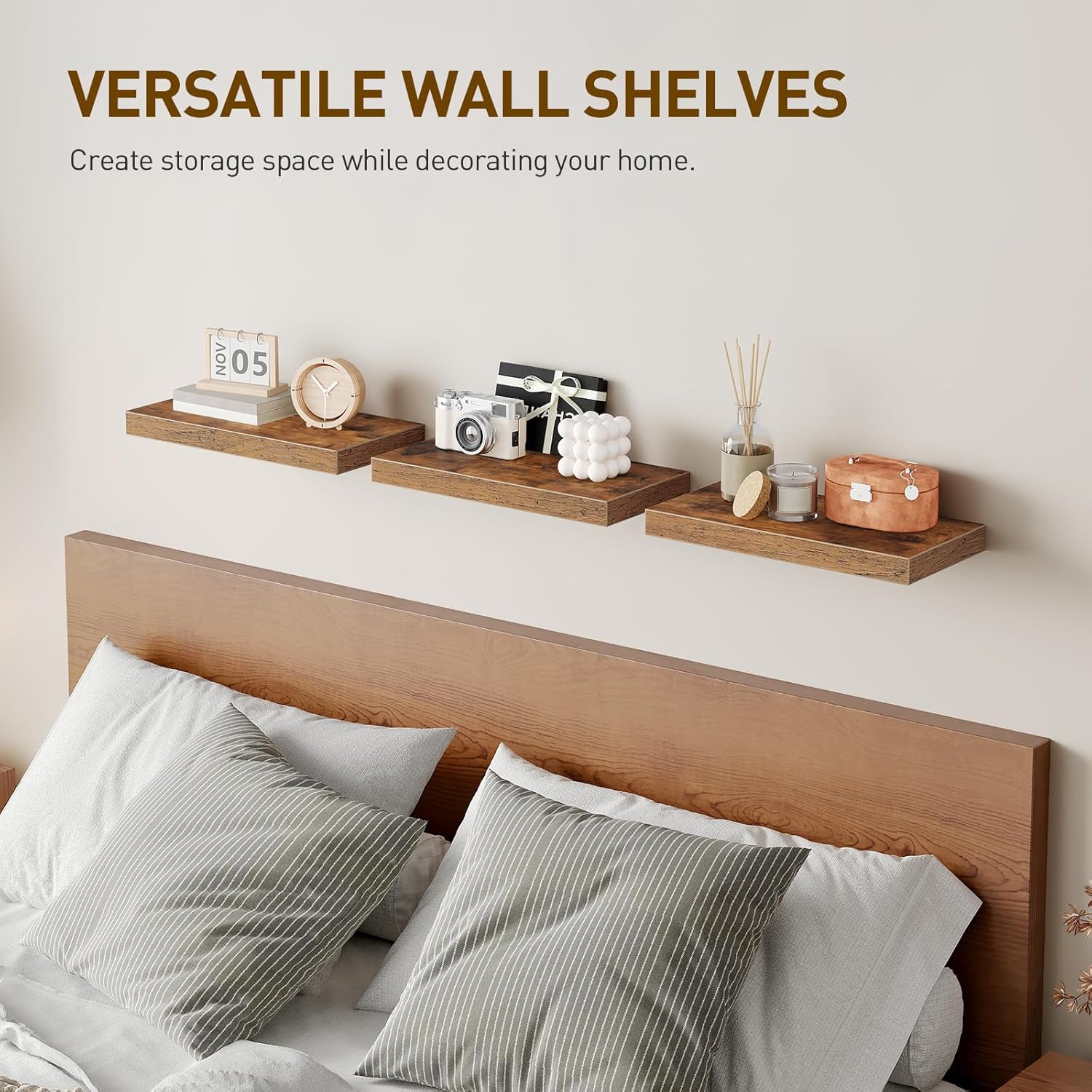 RALGEND Floating Shelves Set of 3 with Invisible Brackets