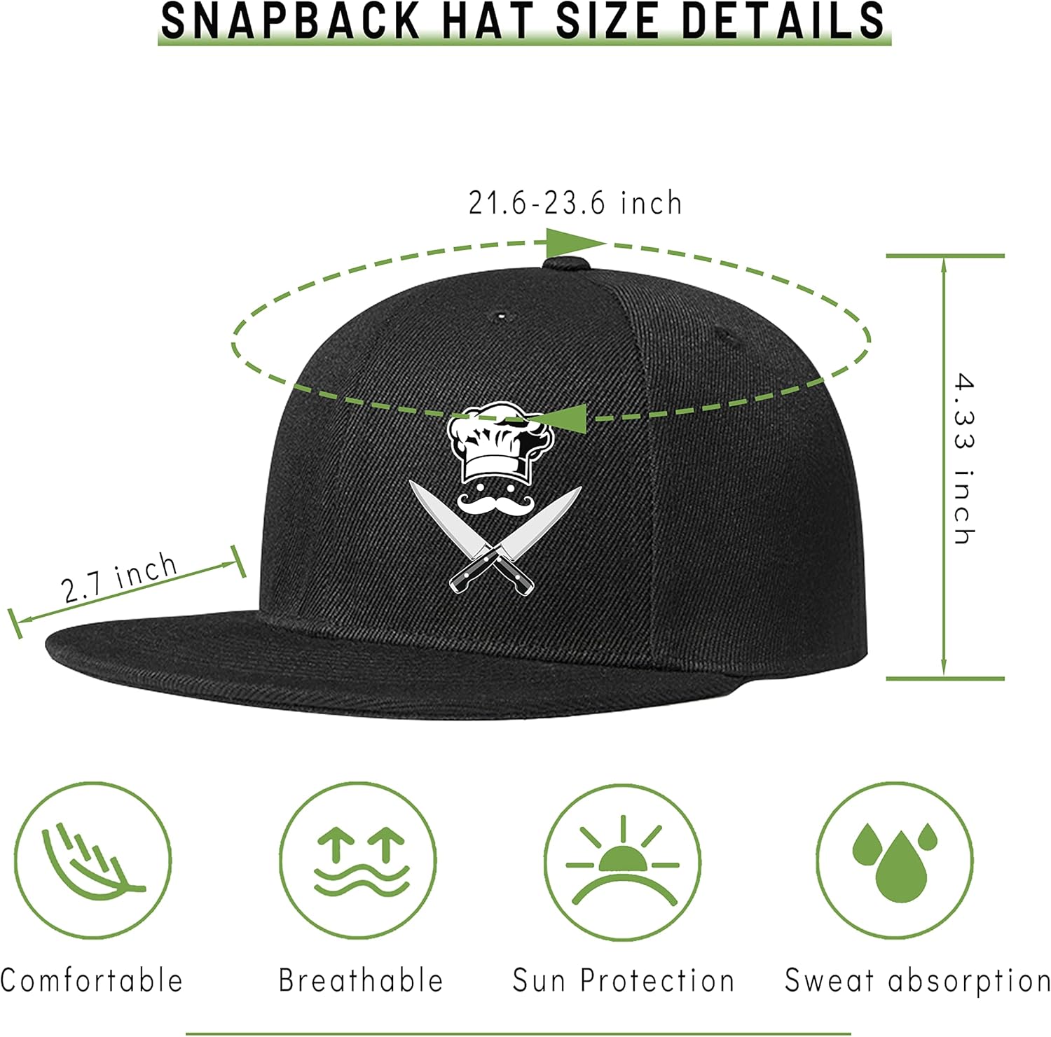 Adjustable Snapback Hat Black Rock N Roll