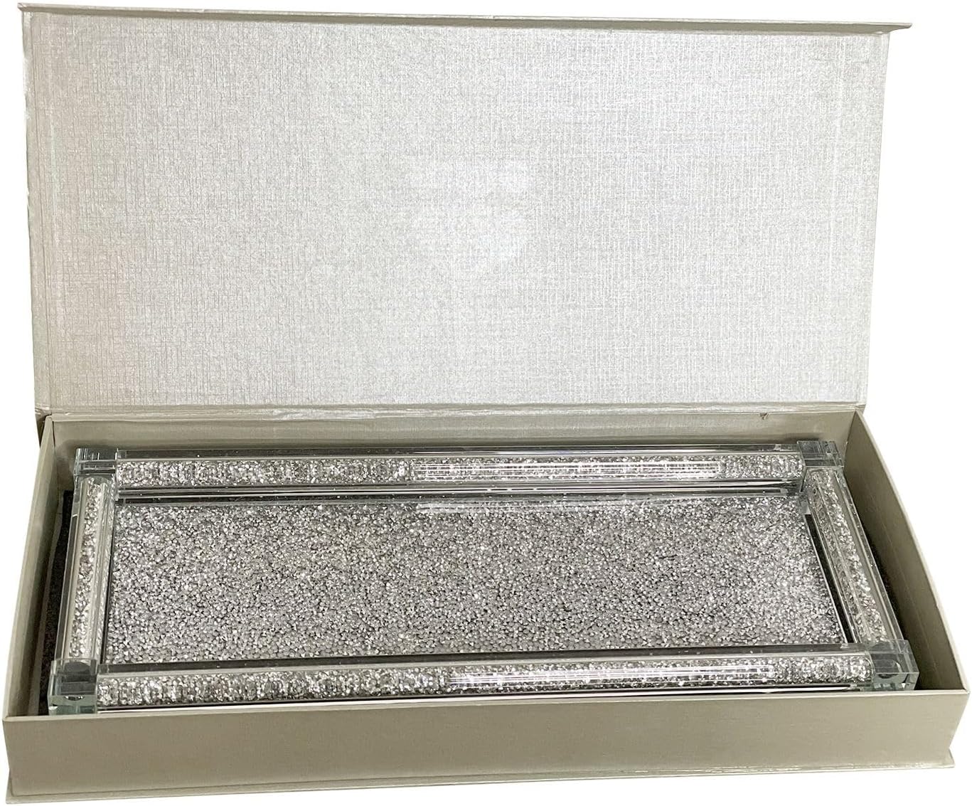 Strawberry Fairy Elegant Glass Tray with Crushed Diamond Design