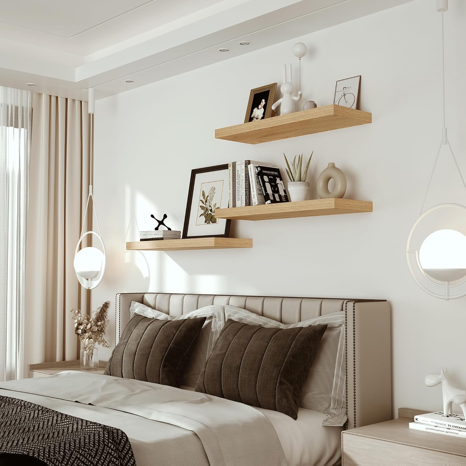 Vivelove Long Floating Shelves Set of 2 with Invisible Brackets