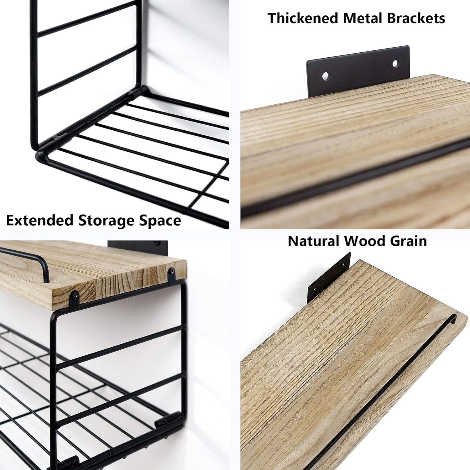 YXDXF Farmhouse Floating Shelf Set of 3 with Guardrail