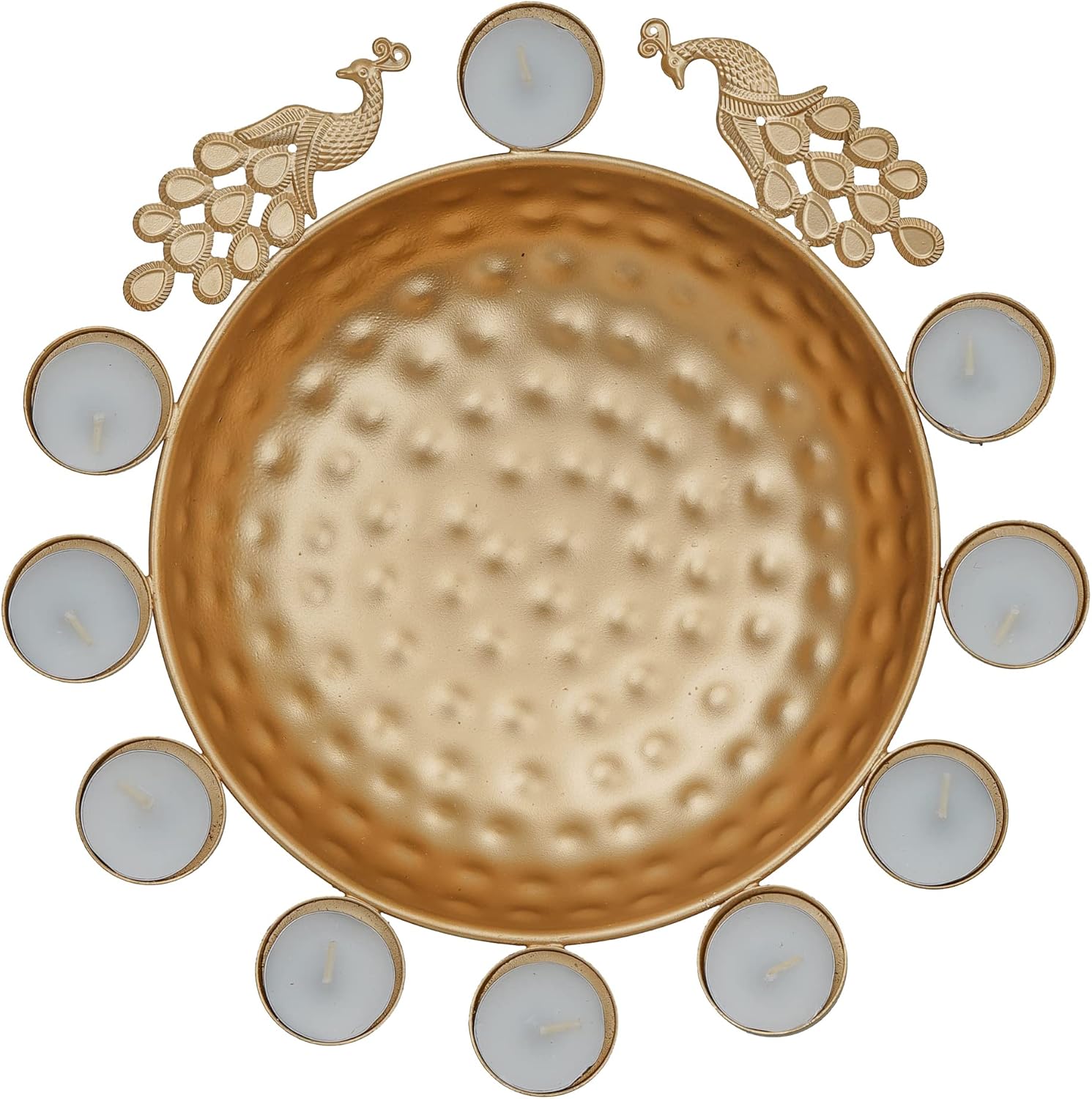 Webelkart Decorative Round Peacock Urli Bowl 12 Inches