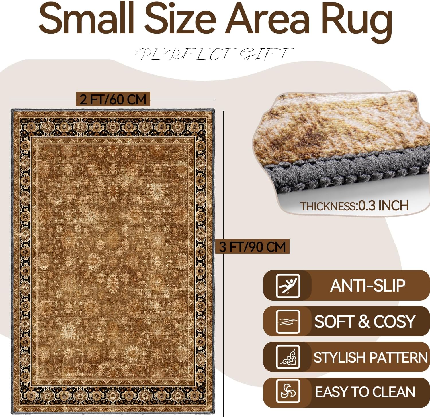 Hargiis Area Rug Bohemian Runner with Non-Slip TPE Backing