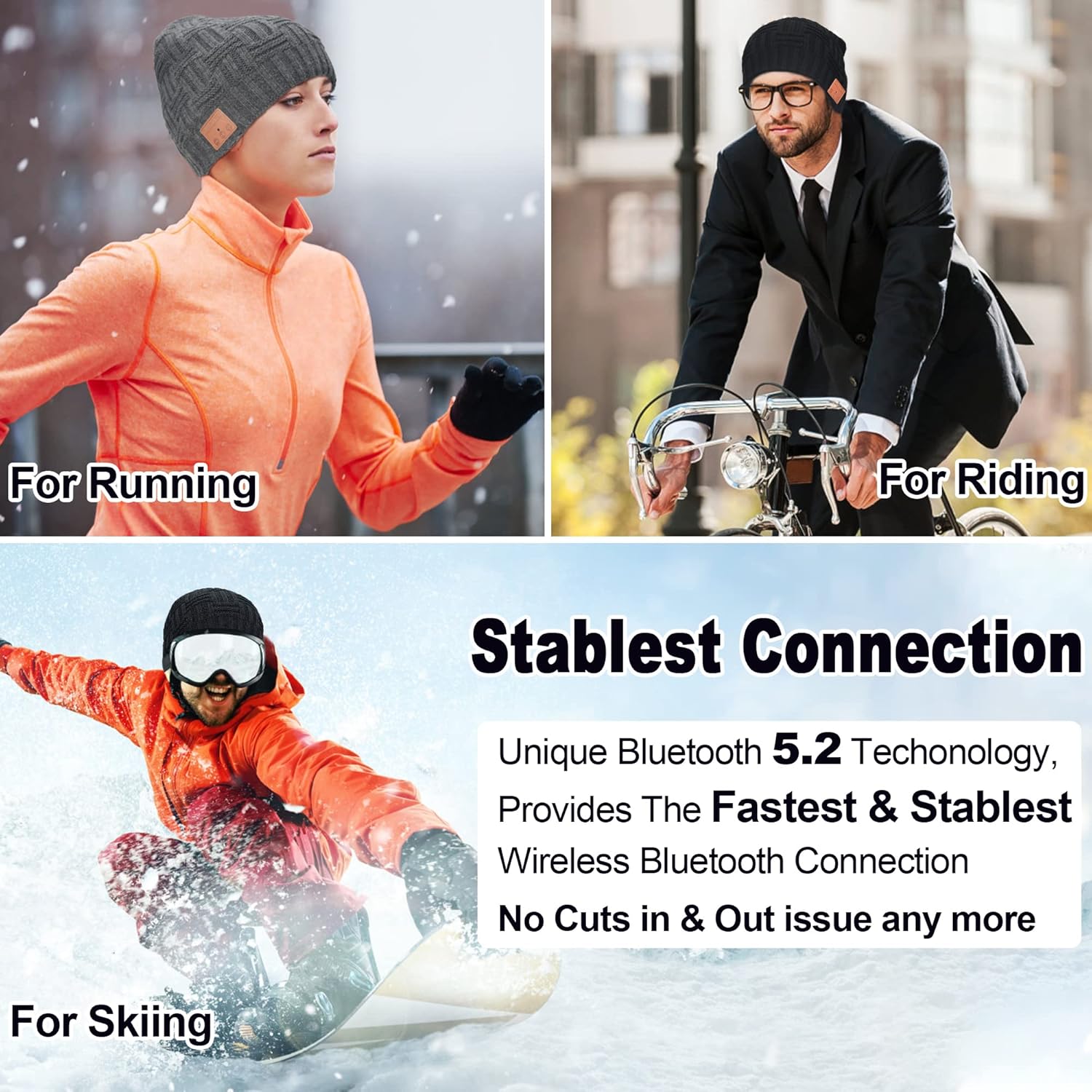 Bluetooth Beanie with 23Hr Battery Tech Gift for Men Women