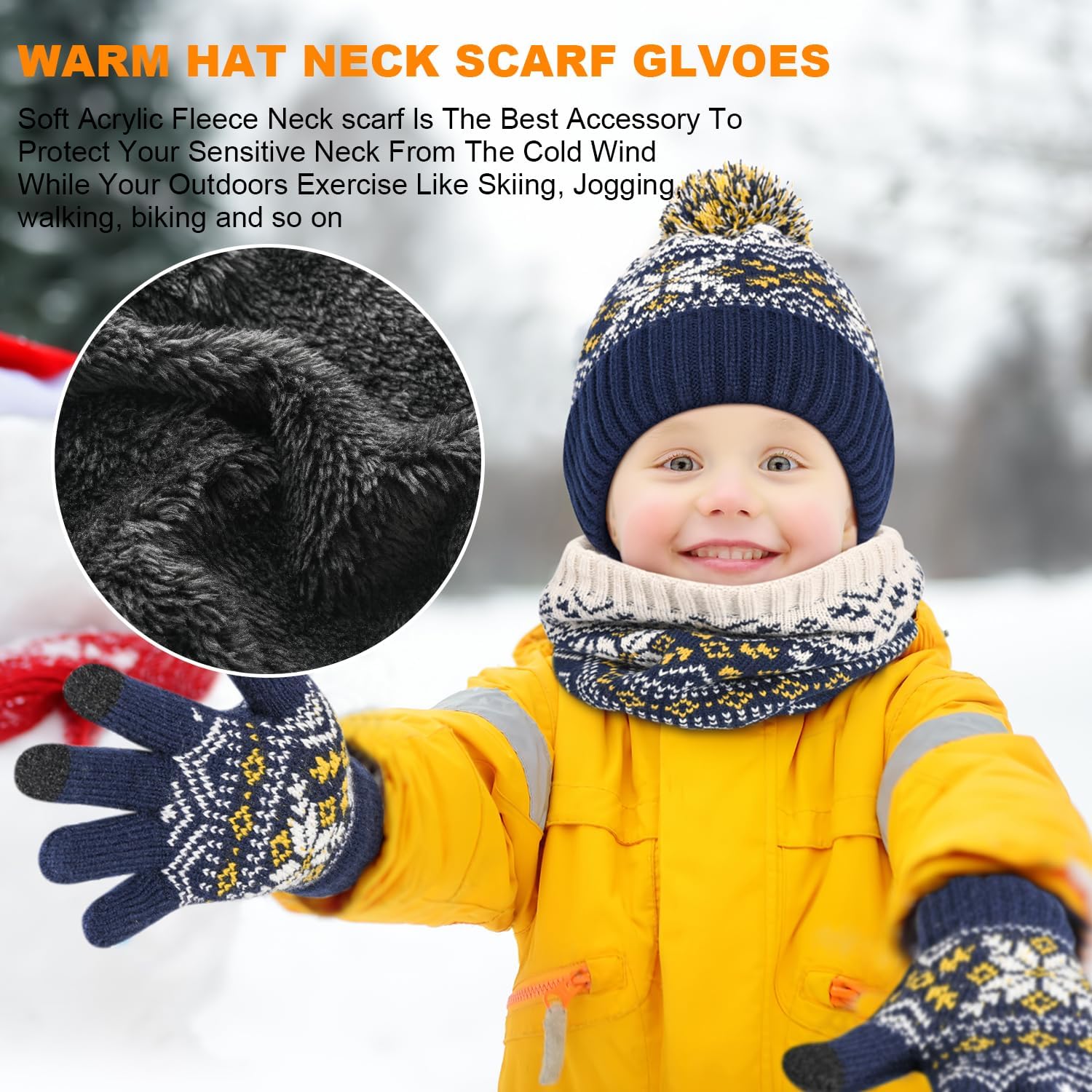 DANMY Kids Winter Knit Beanie Scarf Gloves Set