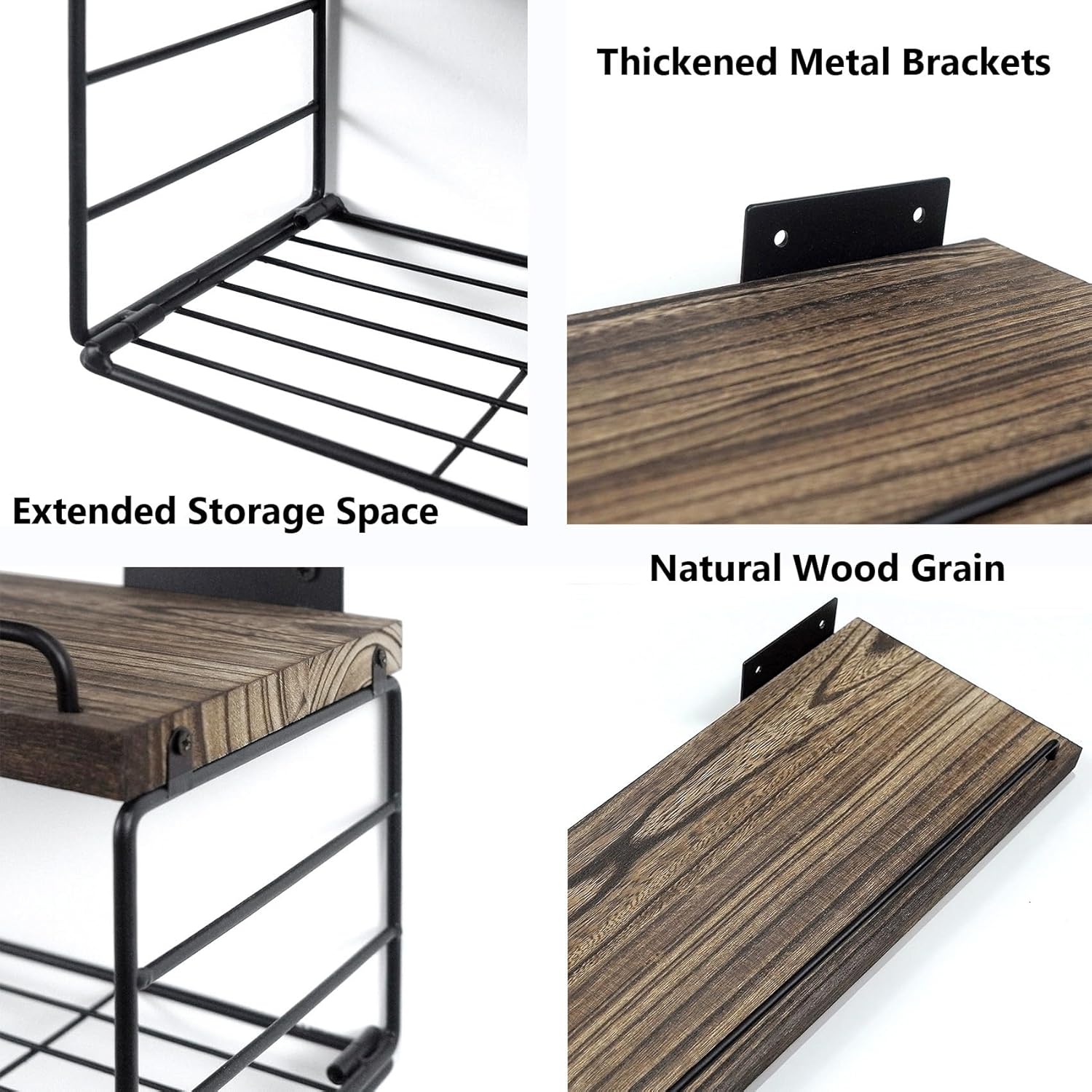 Bathroom Shelves Over Toilet with Guardrail Dark Brown 162 Inch Set of 3