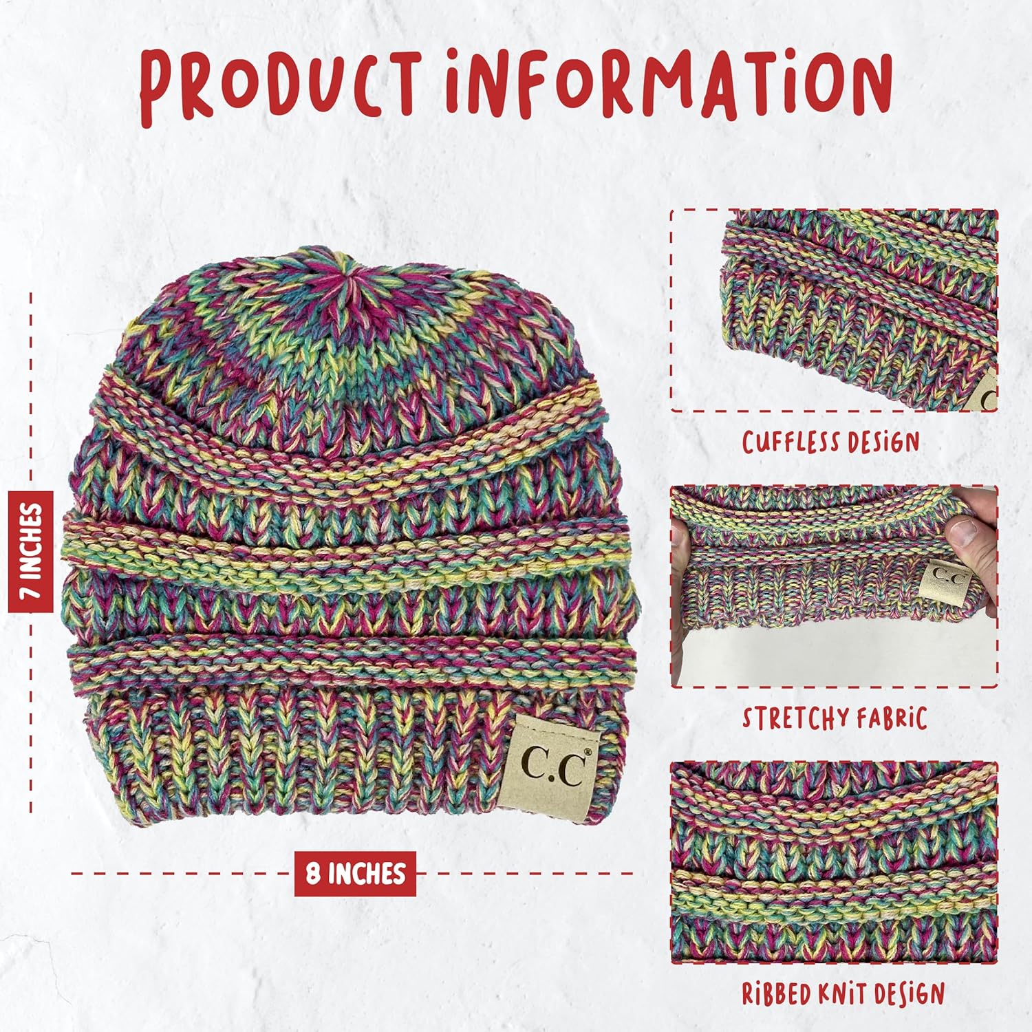 Funky Junque Solid Ribbed Beanie for Kids 2-9 Years