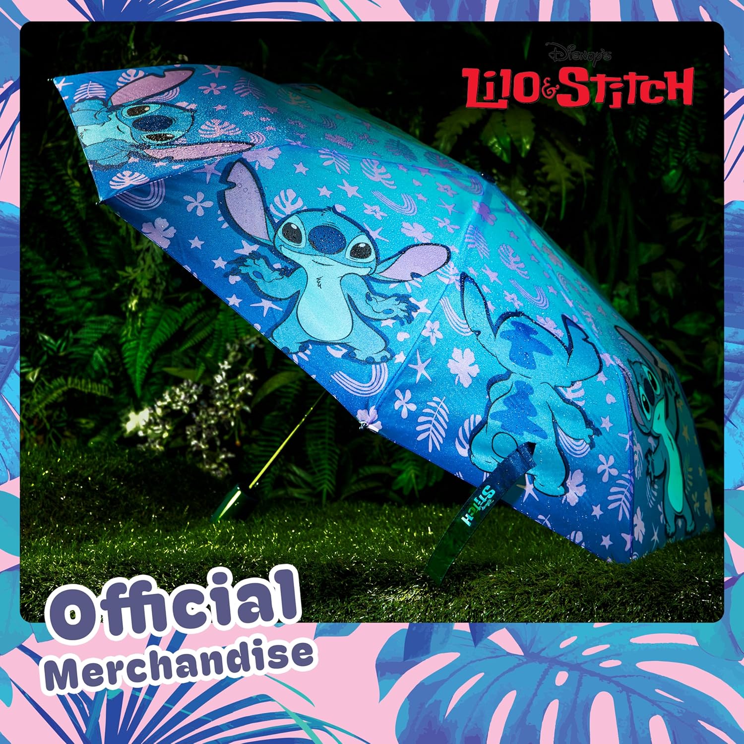 Disney Automatic Umbrella - Compact Lightweight Folding Travel Umbrella