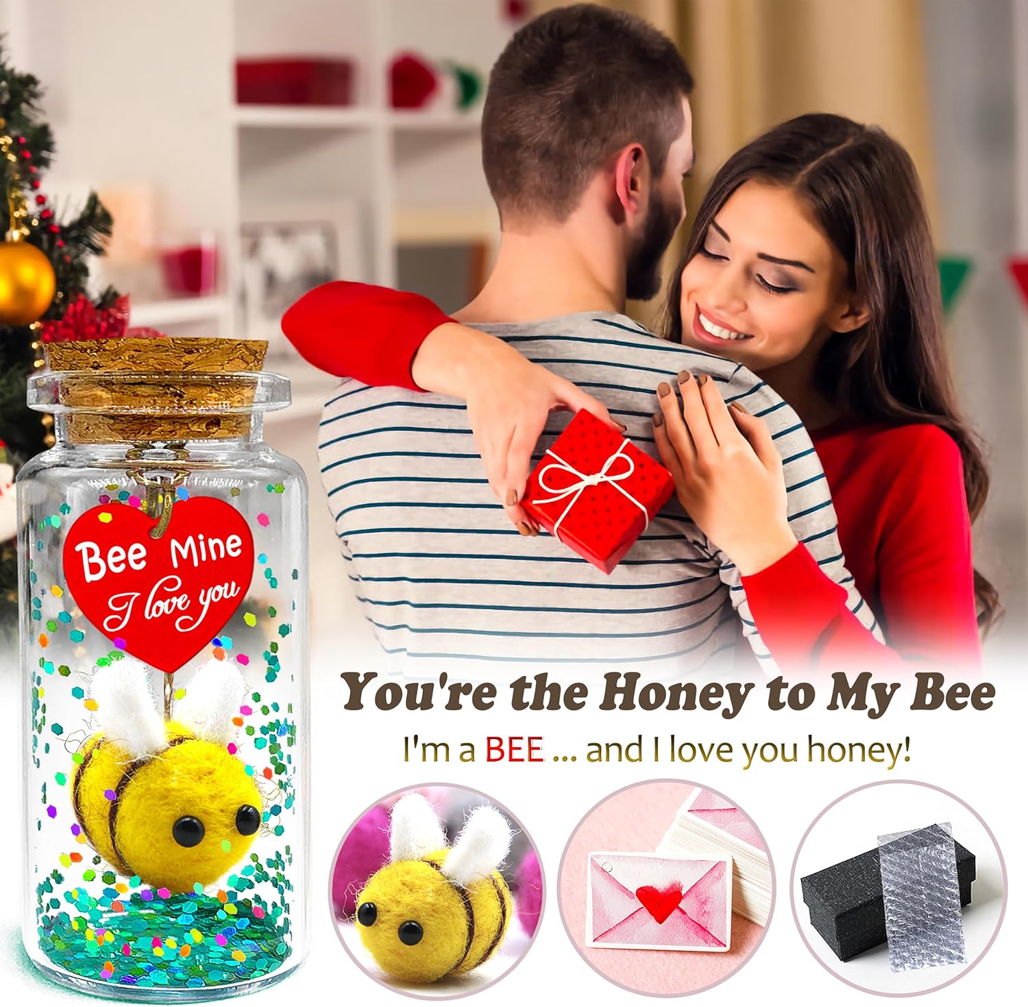 Cute Bee Love Message in a Bottle Gift for Couples 1