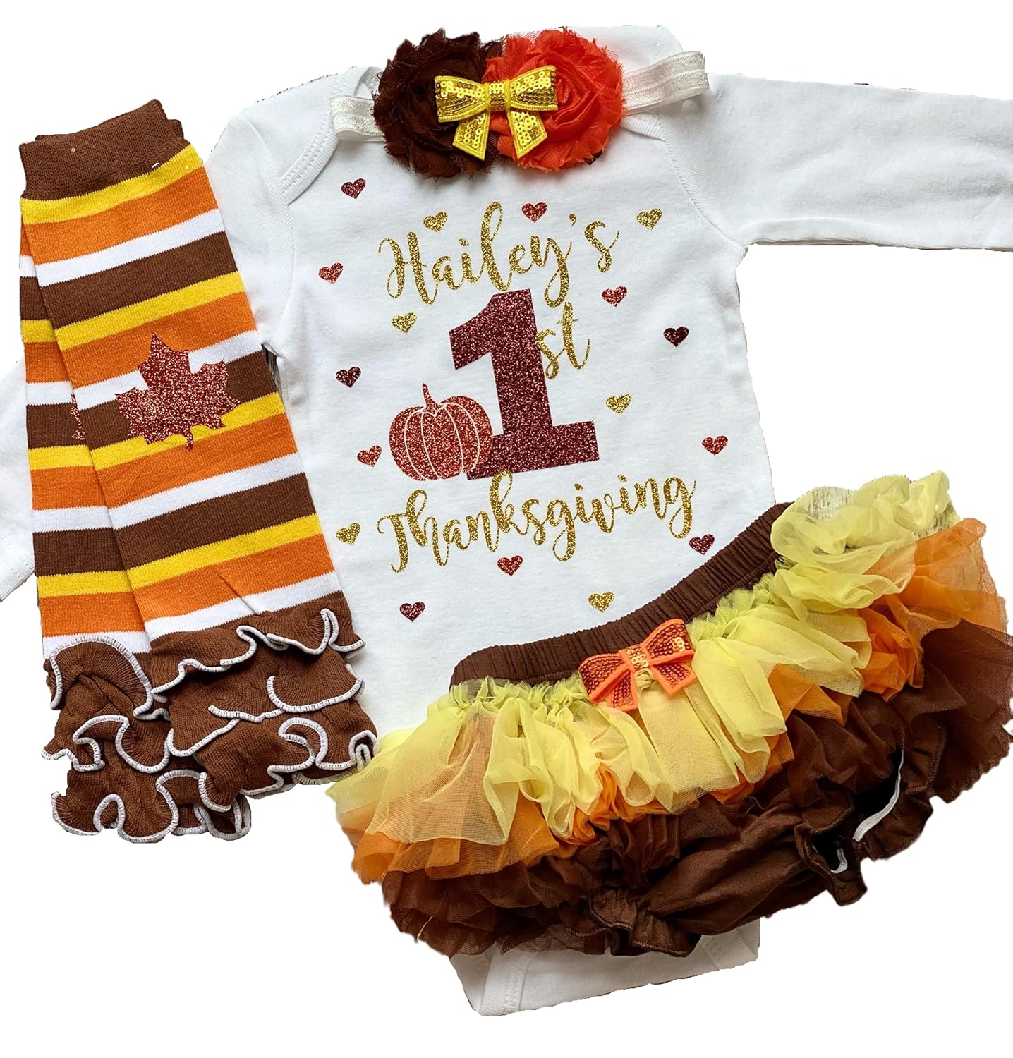 Personalized First Thanksgiving Baby Girl Outfit Name Bodysuit