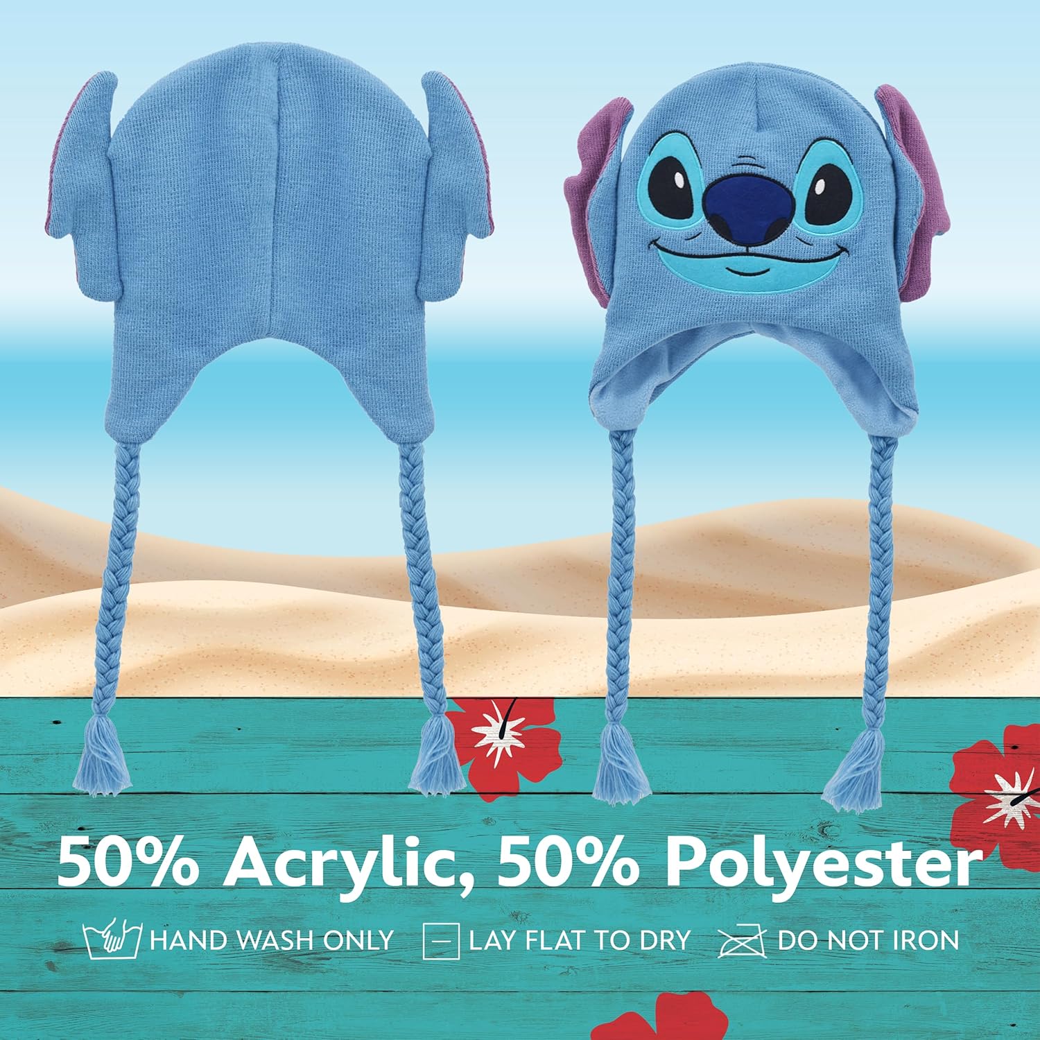 Disney Lilo and Stitch Blue Winter Beanie with Tassels 1