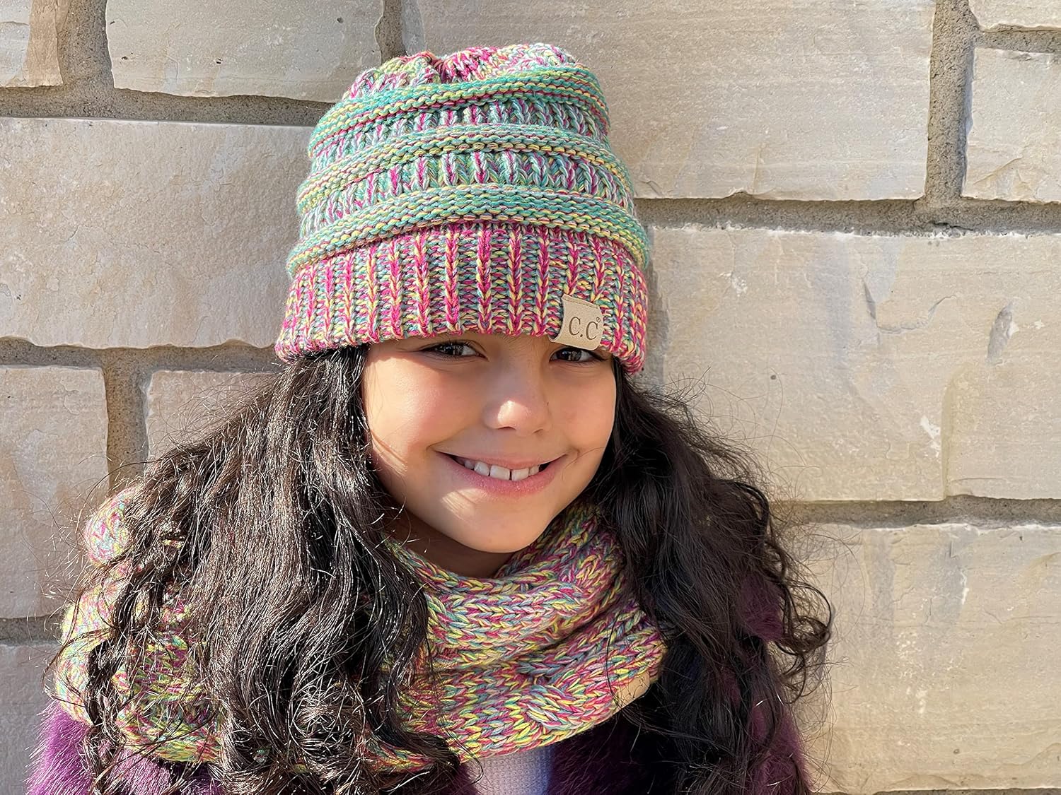 Funky Junque Solid Ribbed Beanie for Kids 2-9 Years