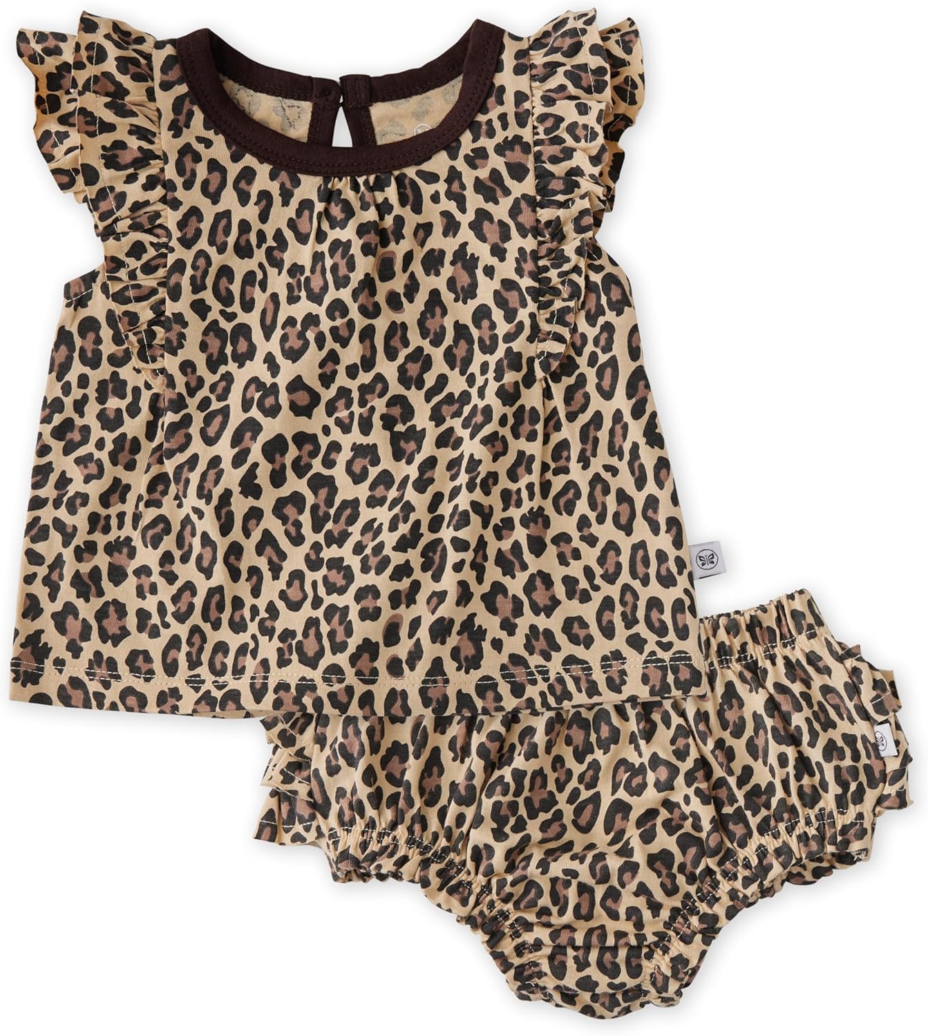 HonestBaby Baby Girls Flutter Tee Tank Top With Ruffle Diaper Cover