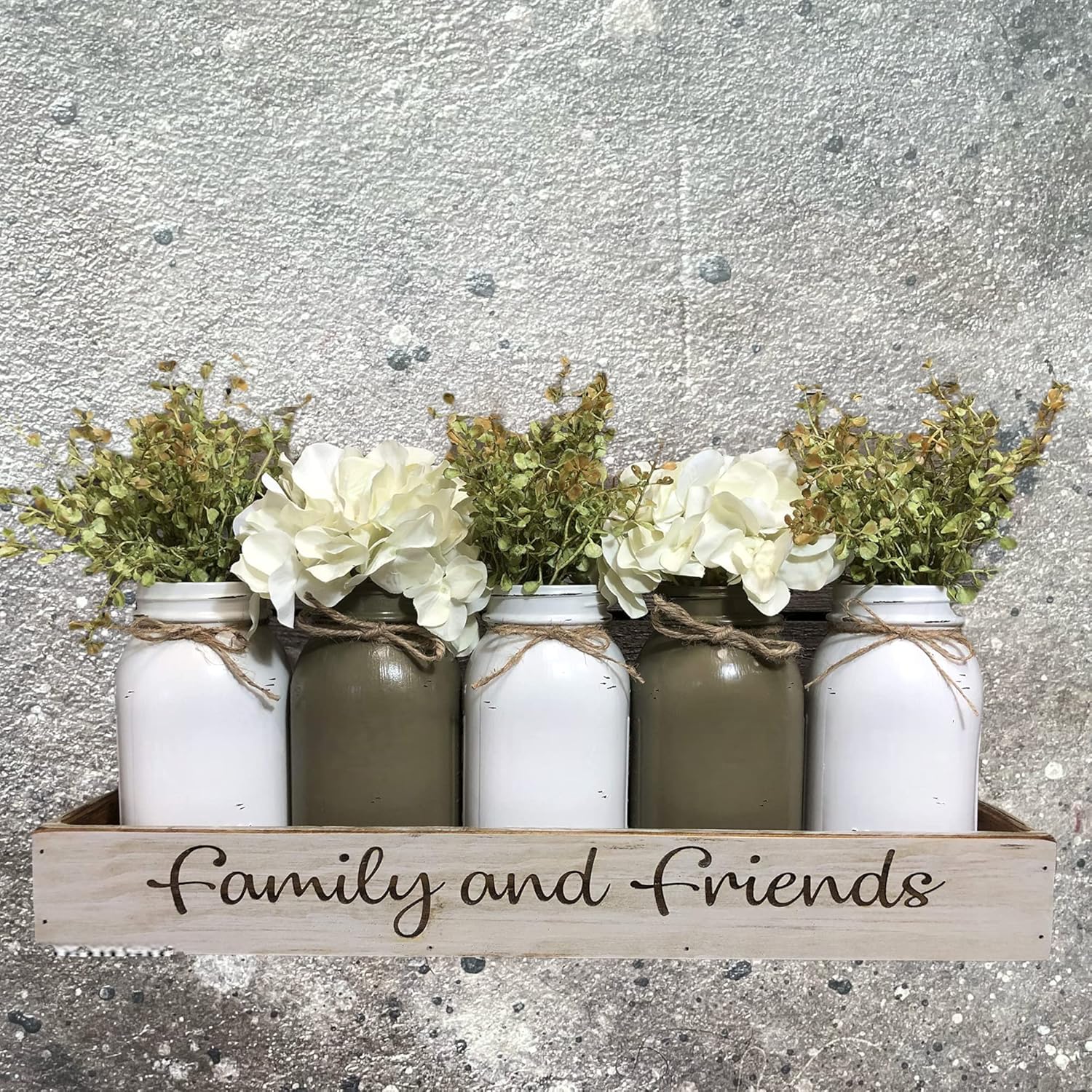 Wood Tray Engraved with 5 Painted Quart or Pint Jars